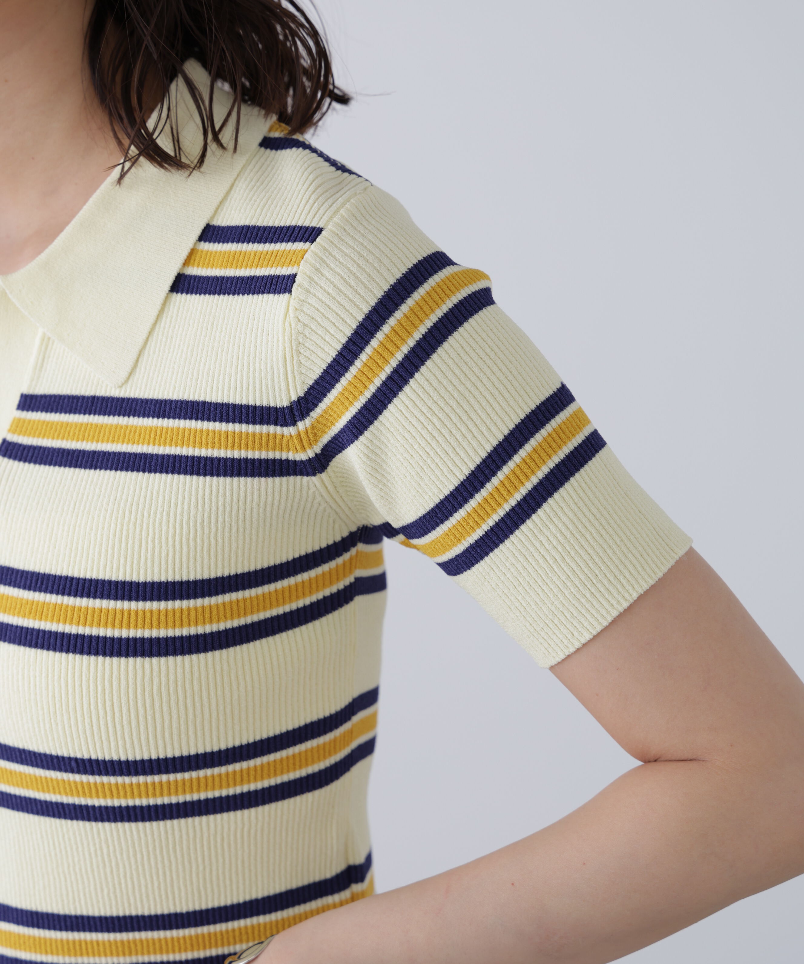  「マルチボーダースキッパーリブニット」|ニット・セーター|