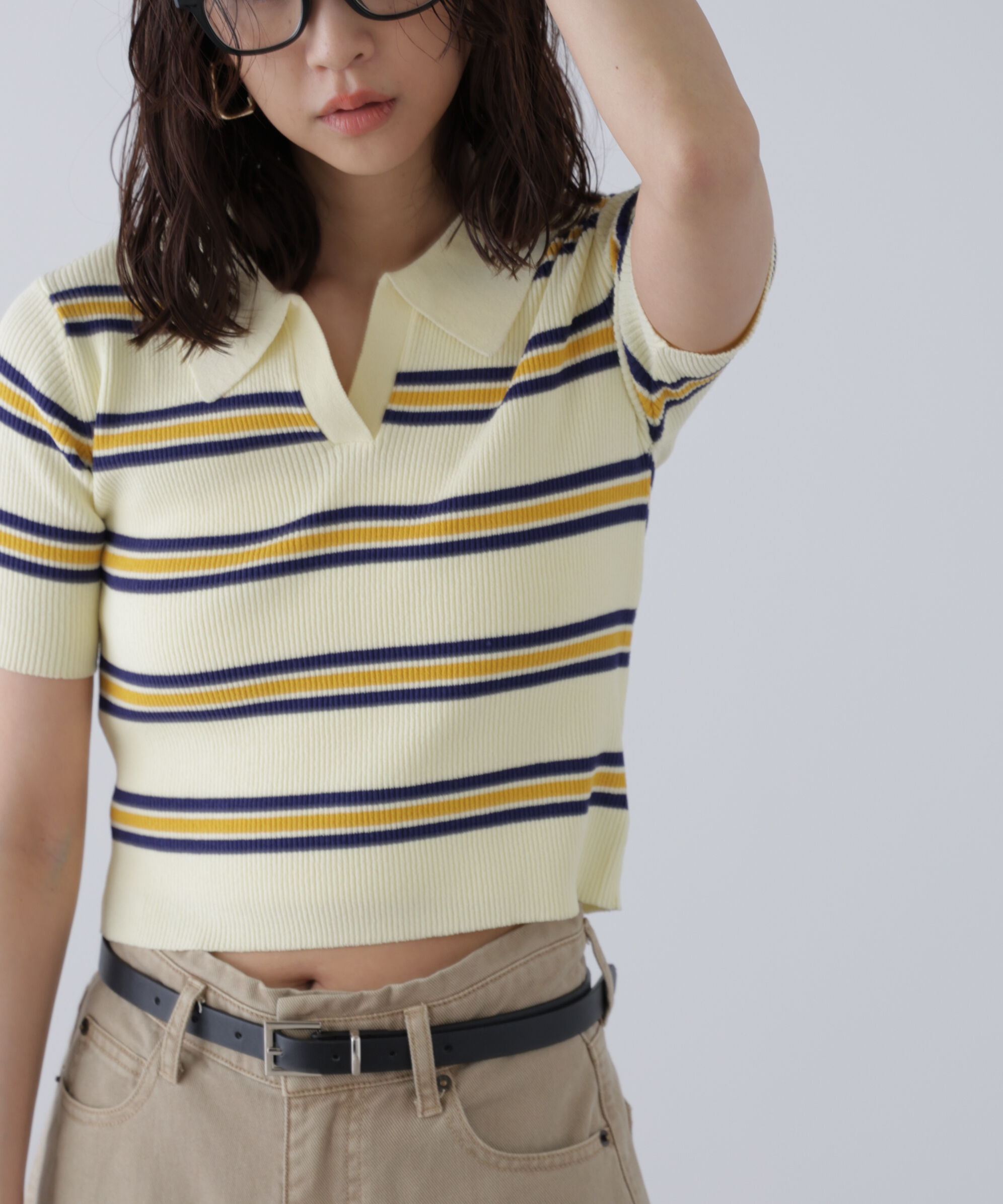  「マルチボーダースキッパーリブニット」|ニット・セーター|