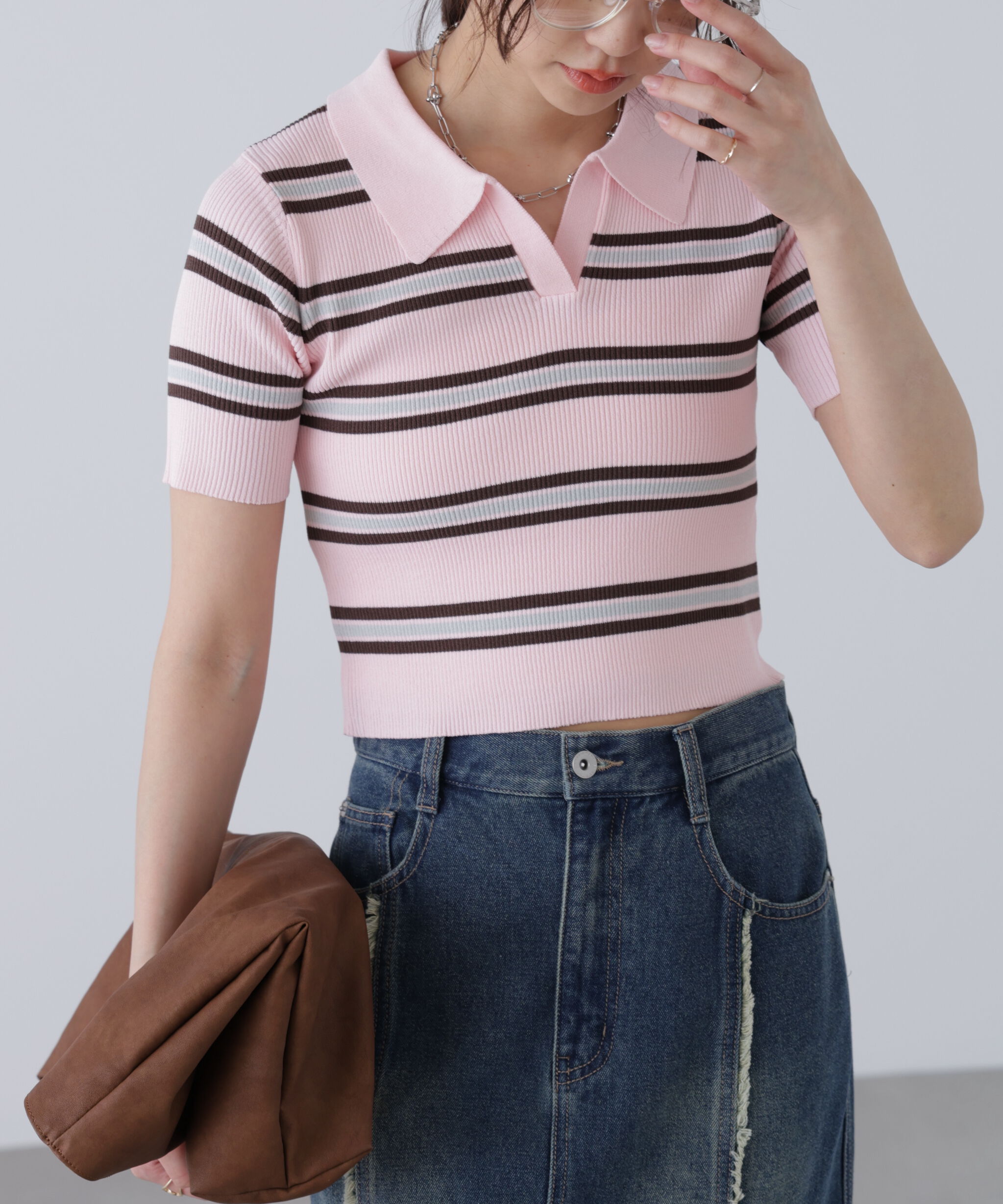  「マルチボーダースキッパーリブニット」|ニット・セーター|