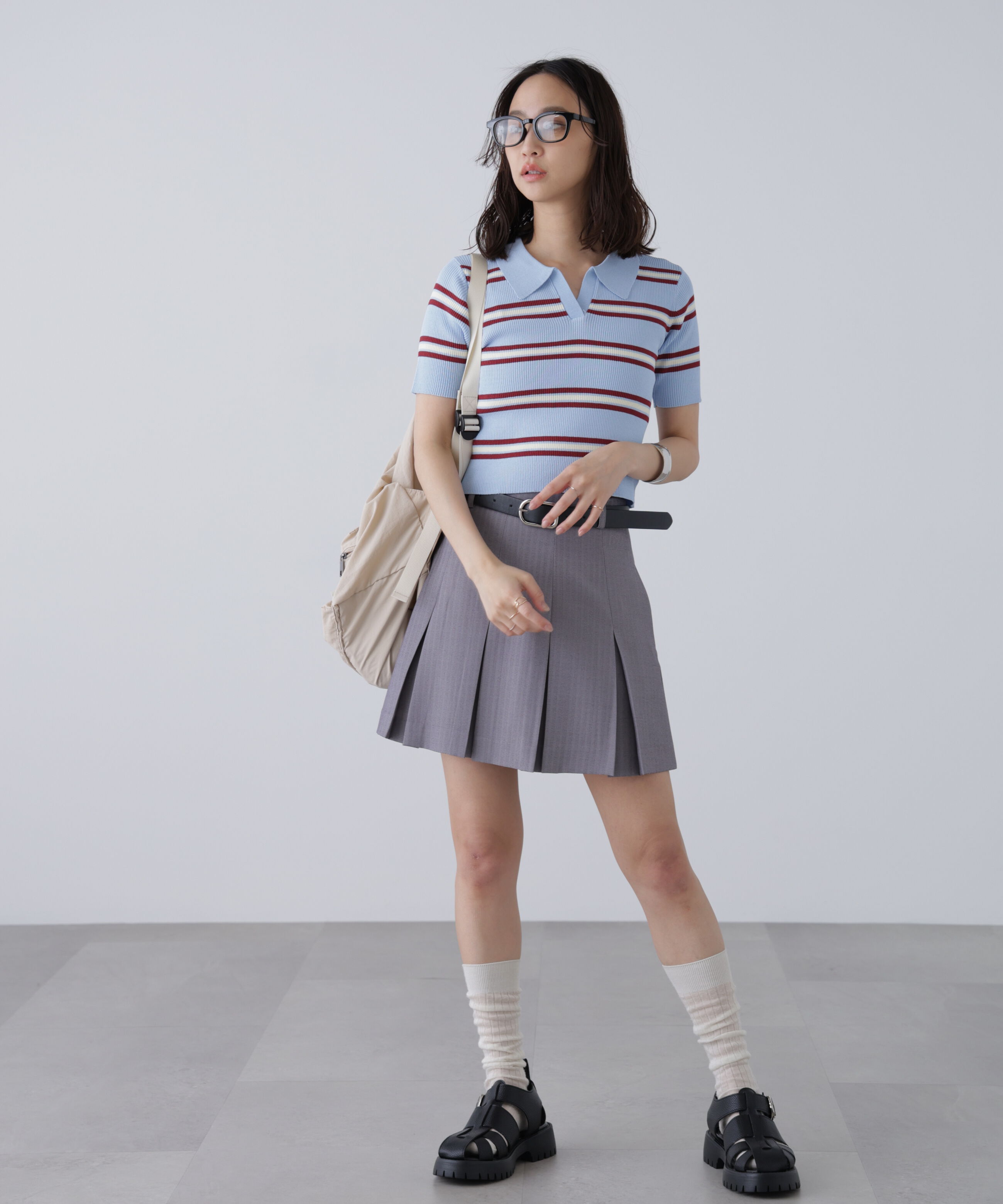  「マルチボーダースキッパーリブニット」|ニット・セーター|