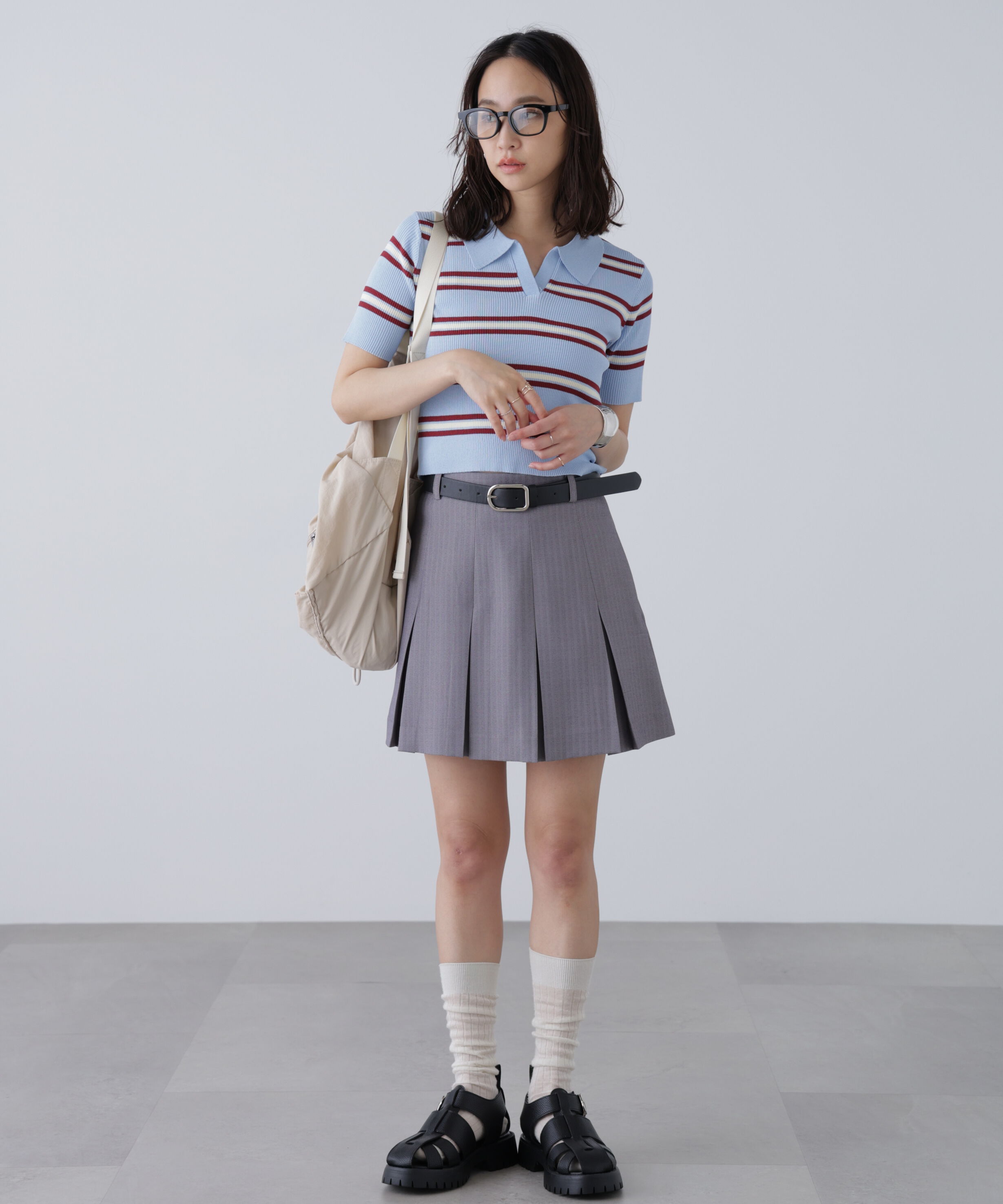  「マルチボーダースキッパーリブニット」|ニット・セーター|