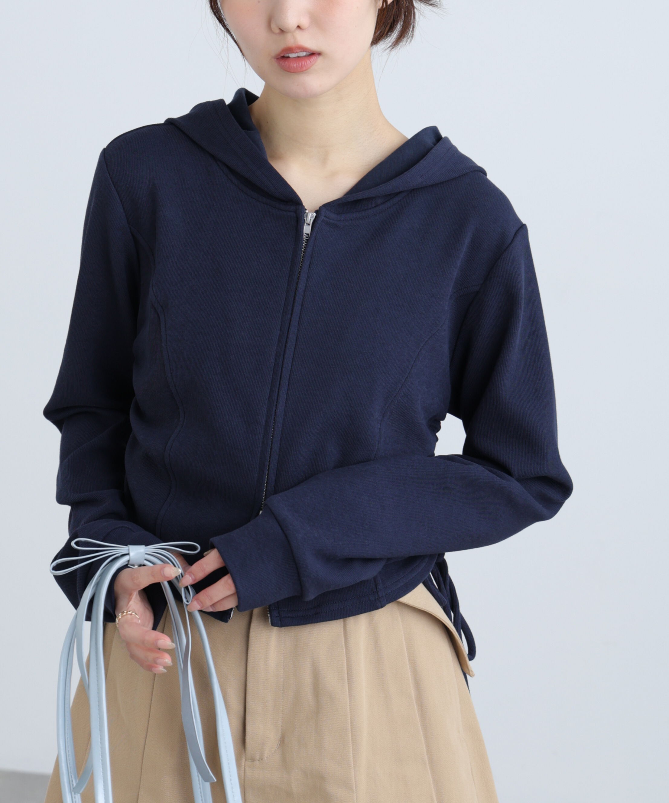  「サイドドロストコンパクトパーカー」|Tシャツ・カットソー|ネイビー