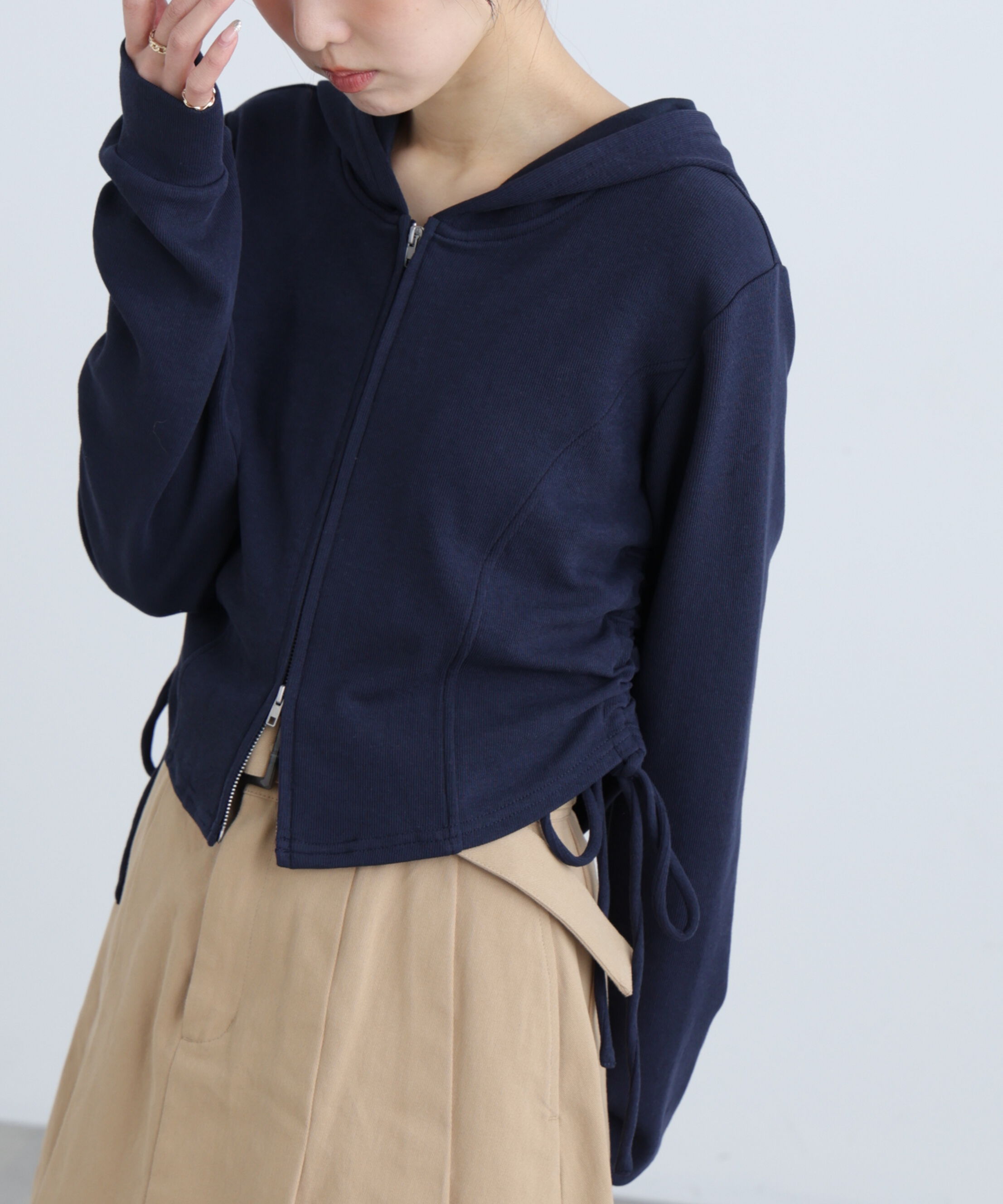  「サイドドロストコンパクトパーカー」|Tシャツ・カットソー|