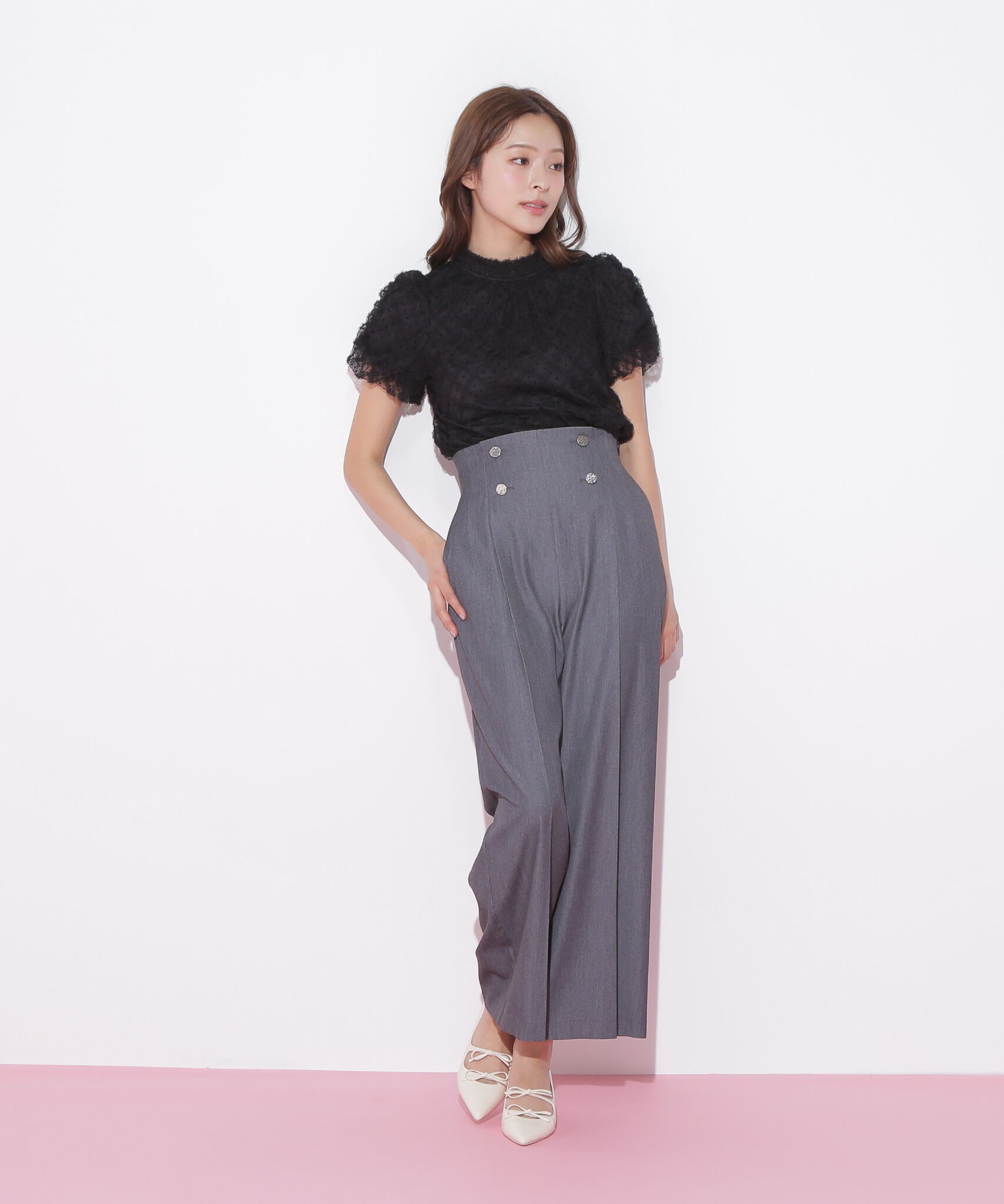  「バルーン袖レースブラウス」|シャツ・ブラウス|