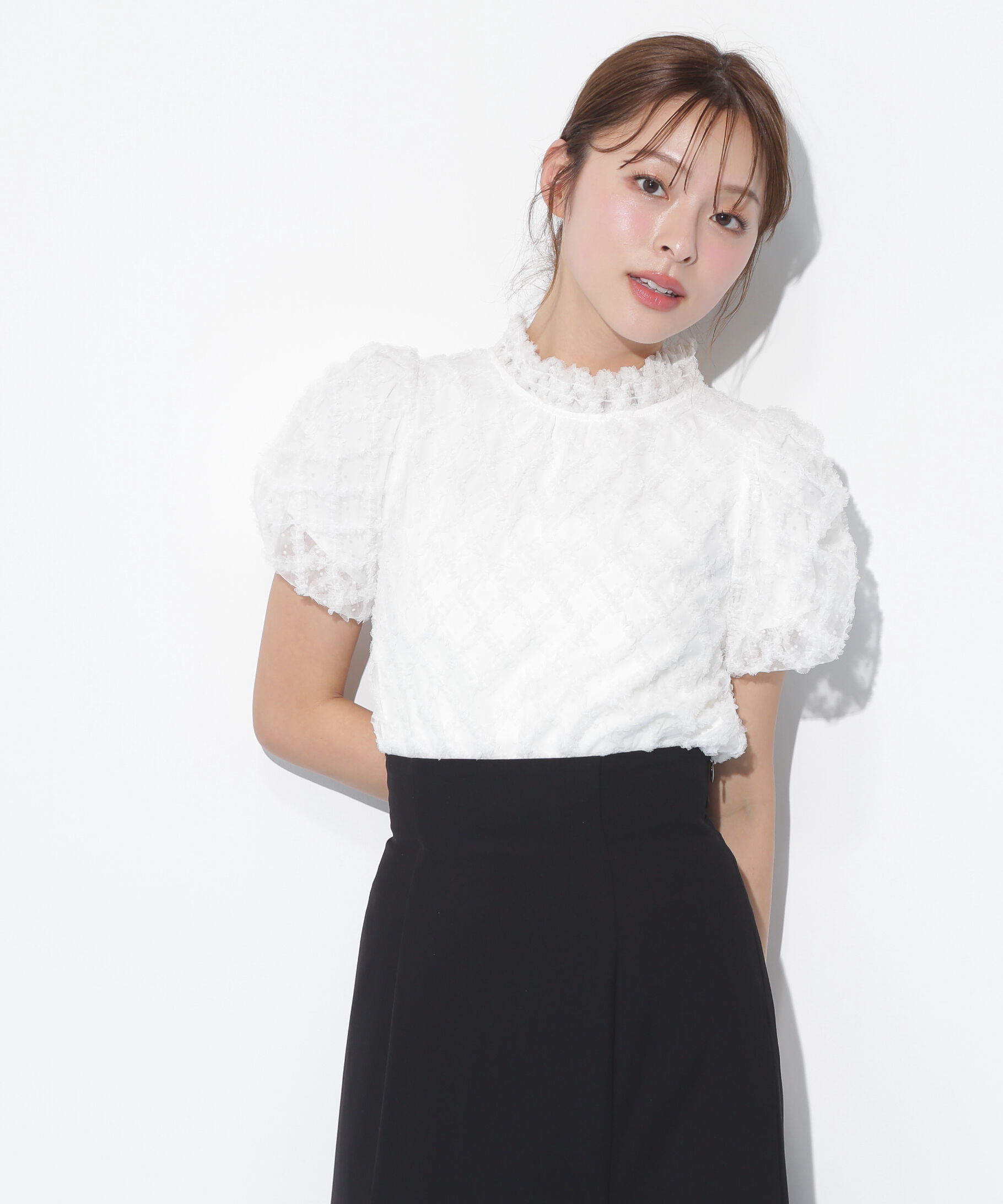  「バルーン袖レースブラウス」|シャツ・ブラウス|