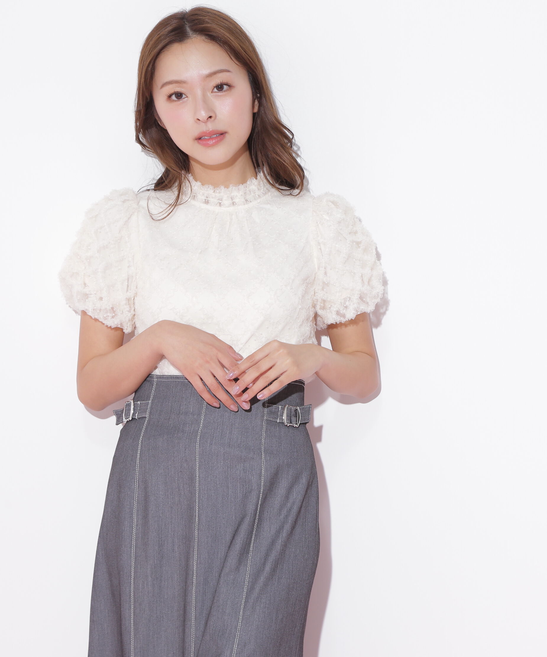  「バルーン袖レースブラウス」|シャツ・ブラウス|