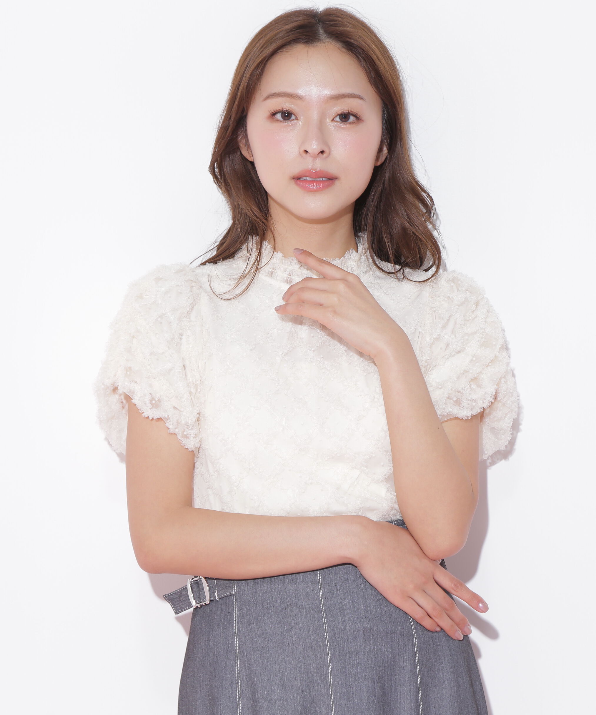  「バルーン袖レースブラウス」|シャツ・ブラウス|