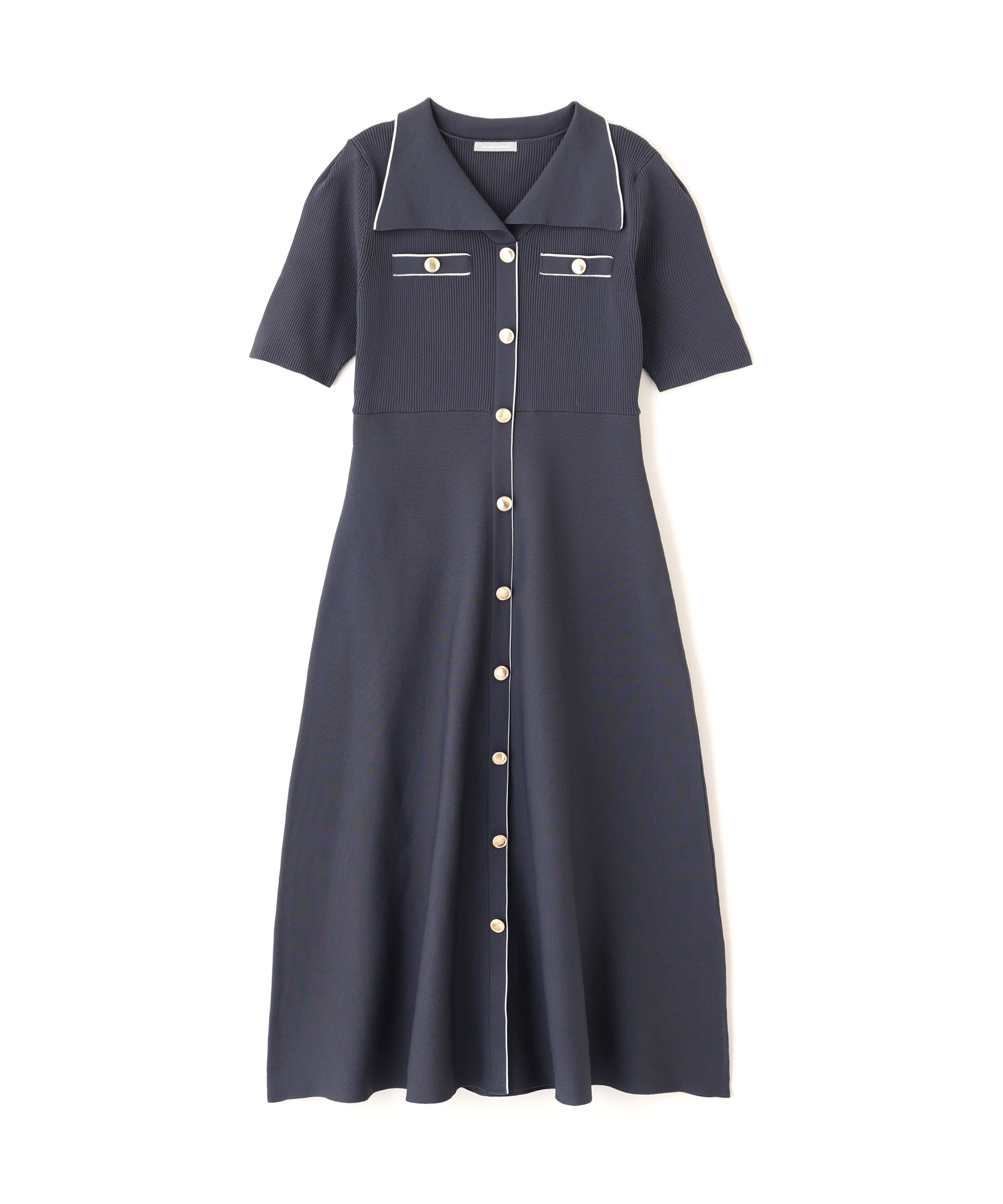  「開襟配色ニットワンピース」|ワンピース|