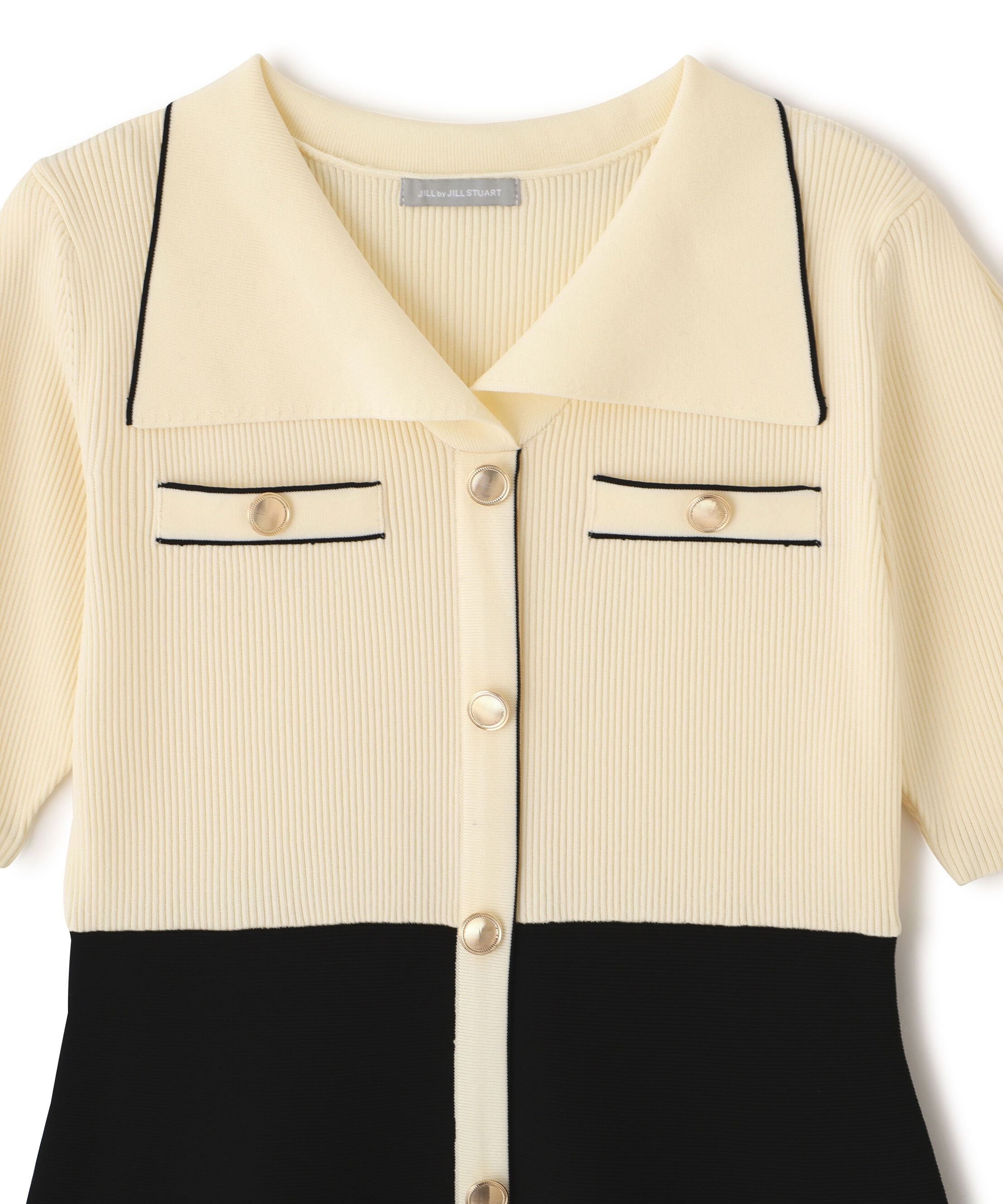  「開襟配色ニットワンピース」|ワンピース|