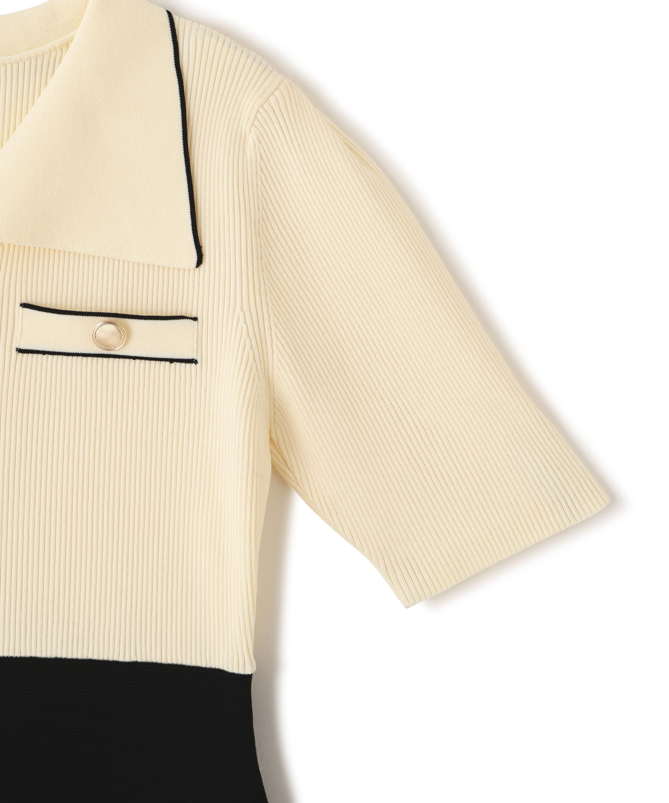  「開襟配色ニットワンピース」|ワンピース|