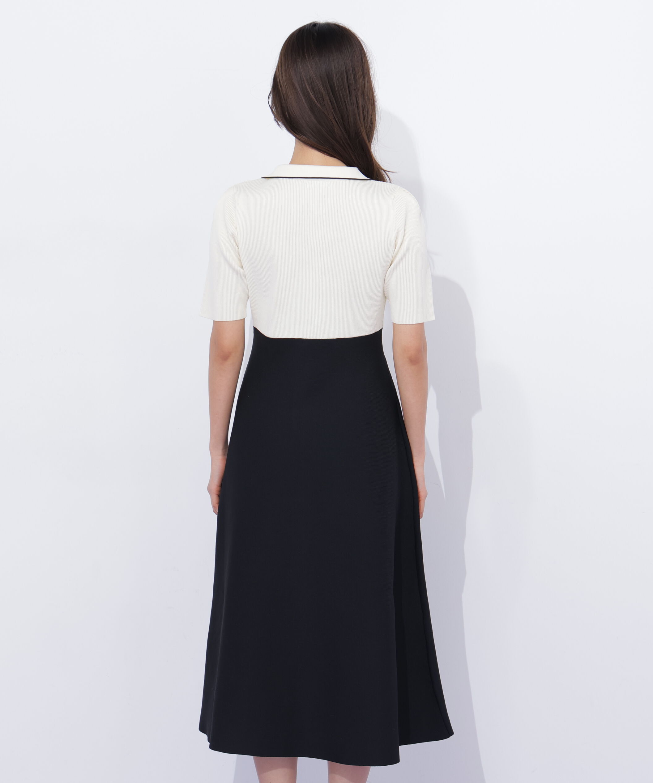  「開襟配色ニットワンピース」|ワンピース|