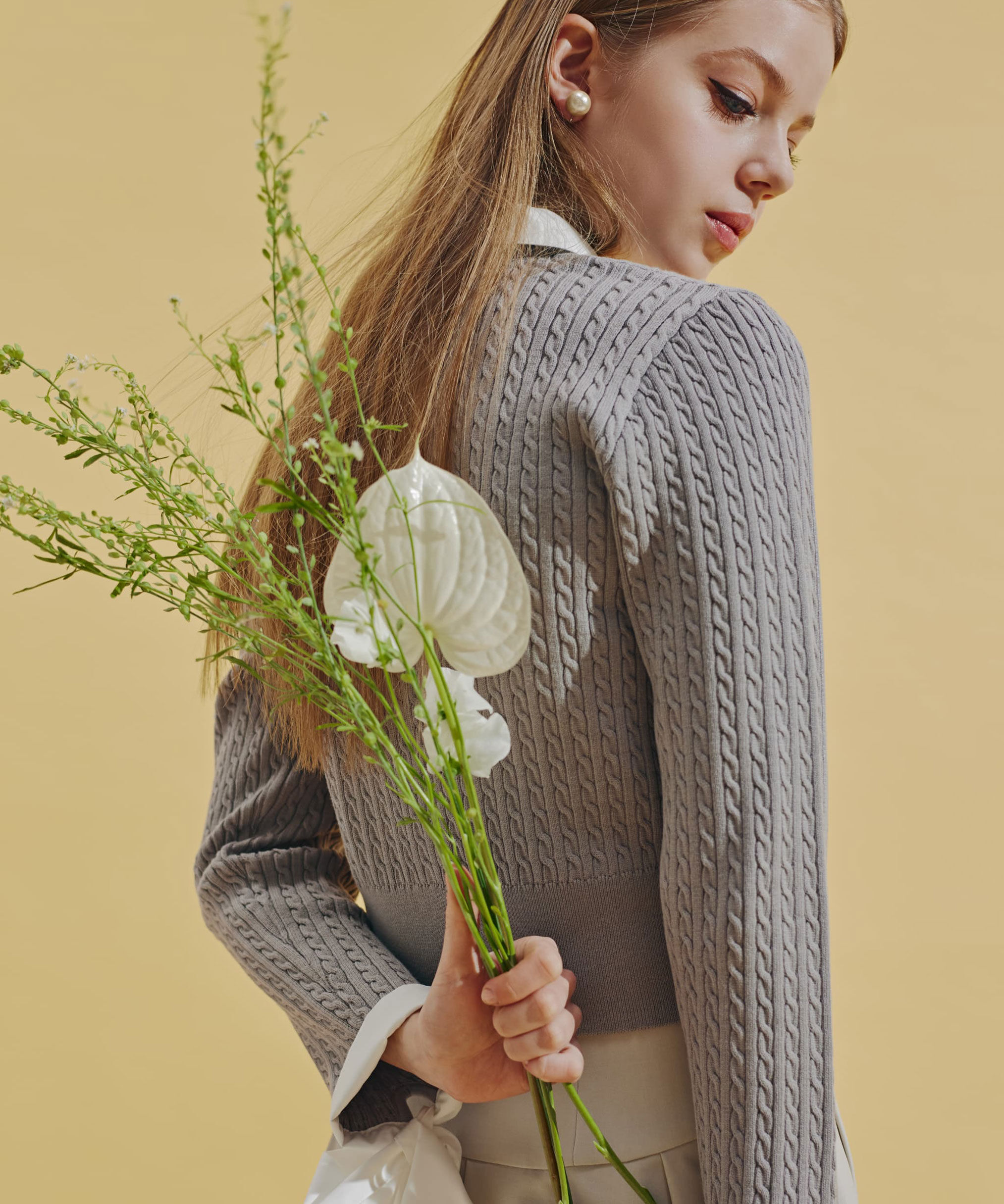  「袖リボンケーブルカーディガン」|ニット・セーター|