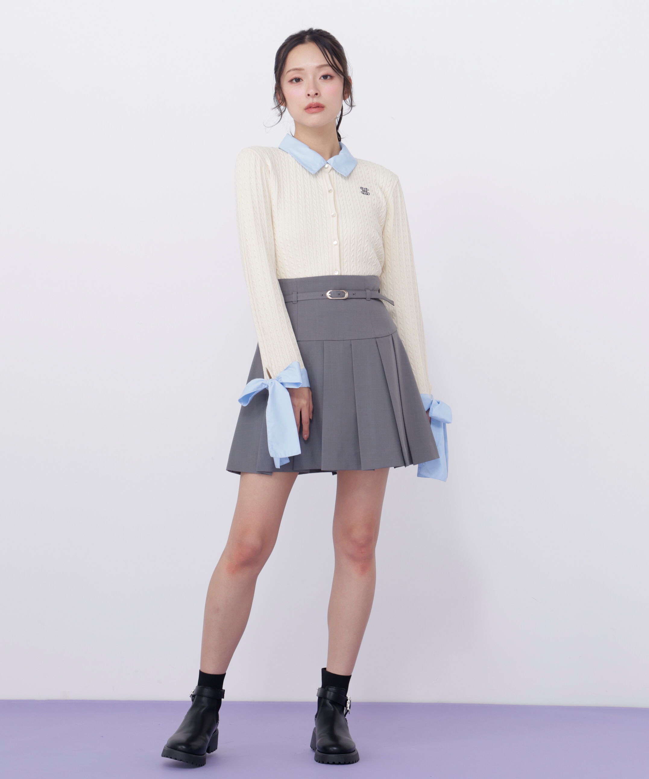  「袖リボンケーブルカーディガン」|ニット・セーター|