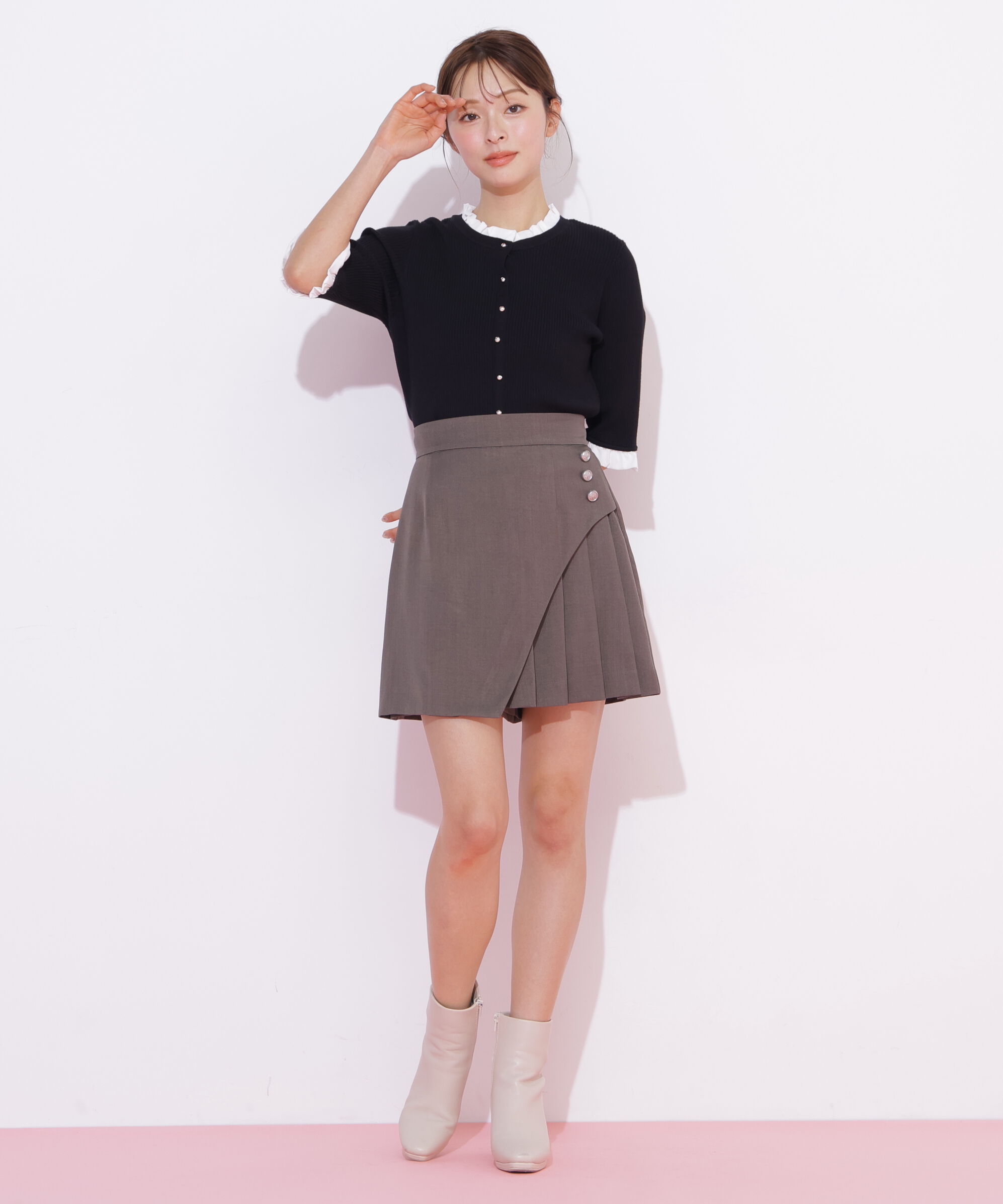  「ボタン付きサイトプリーツスカパン」|その他|