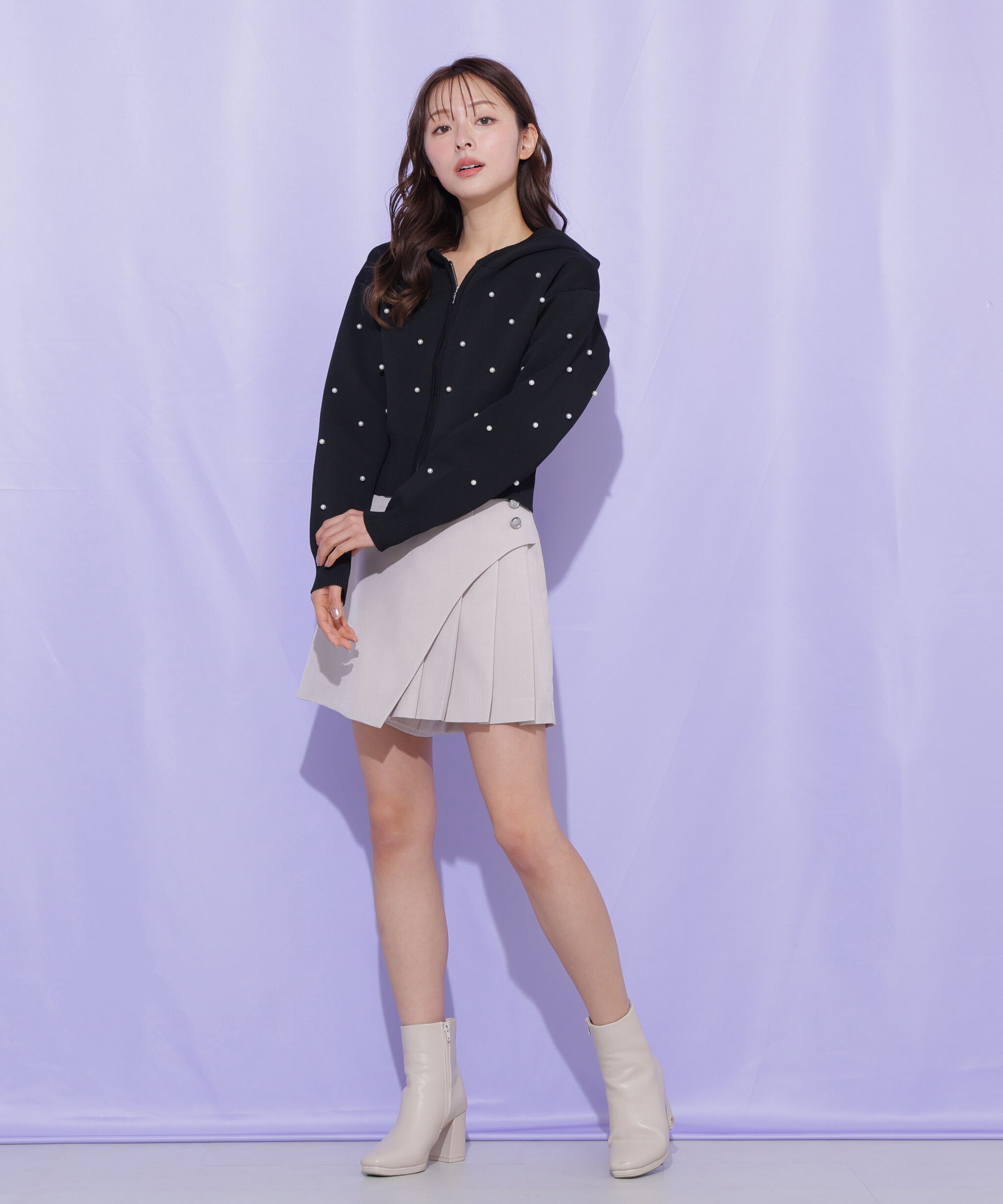  「ボタン付きサイトプリーツスカパン」|その他|