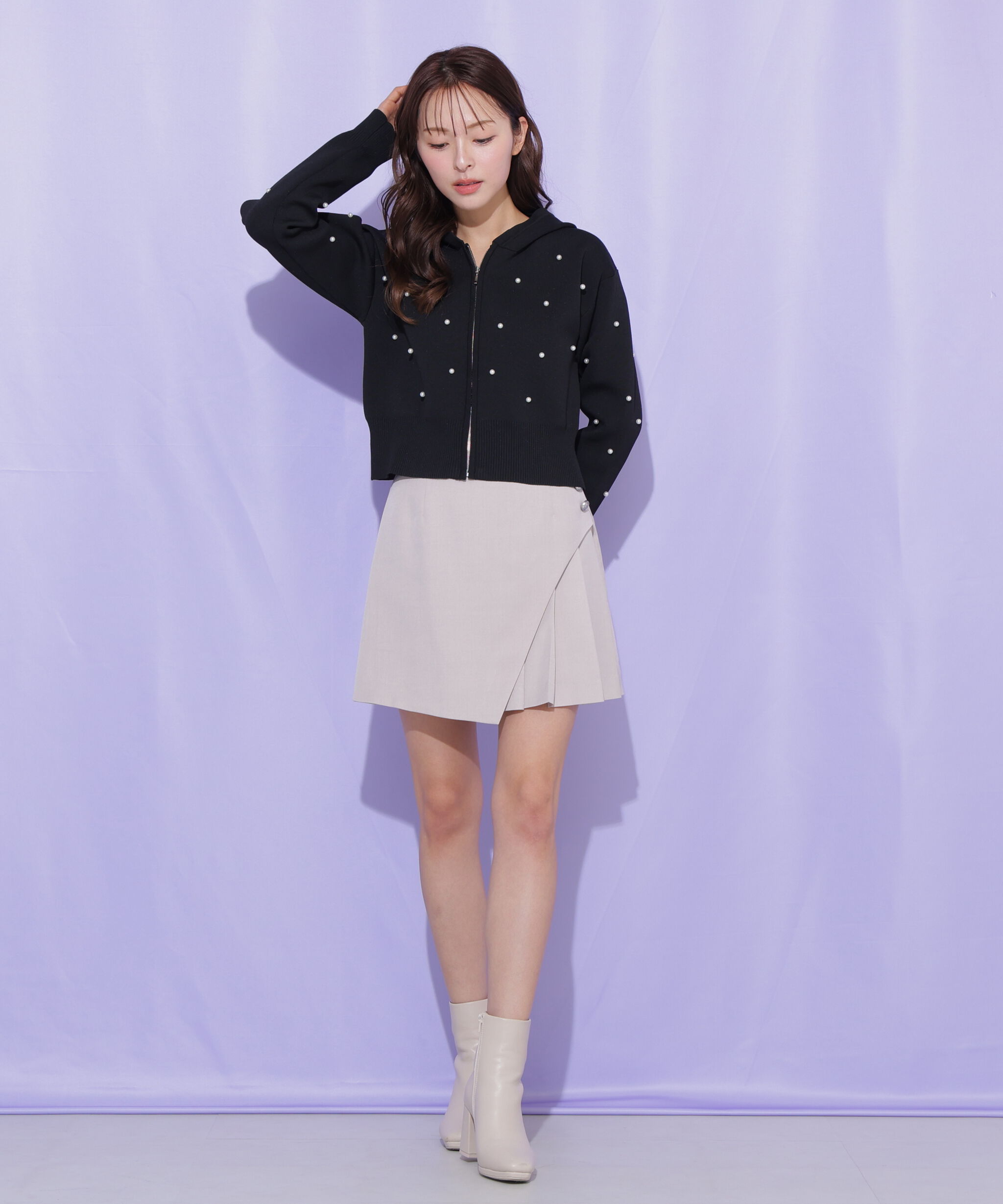  「ボタン付きサイトプリーツスカパン」|その他|