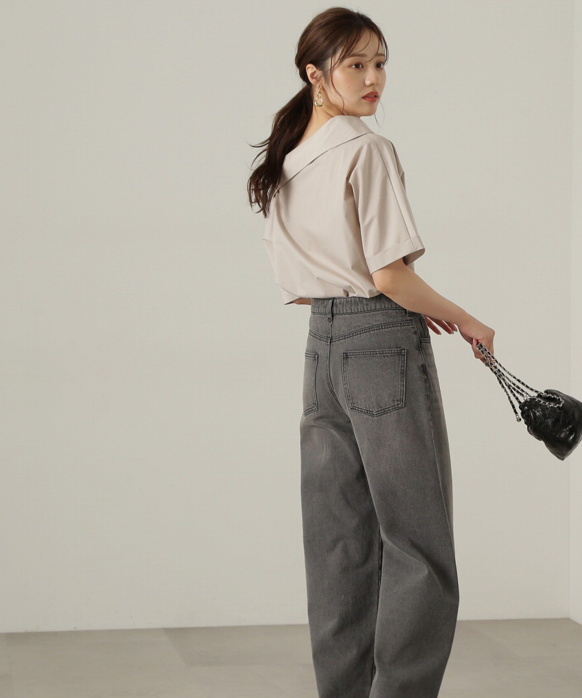 PROPORTION BODY DRESSING「アシンメトリー5分袖シャツブラウス24AW」|シャツ・ブラウス|