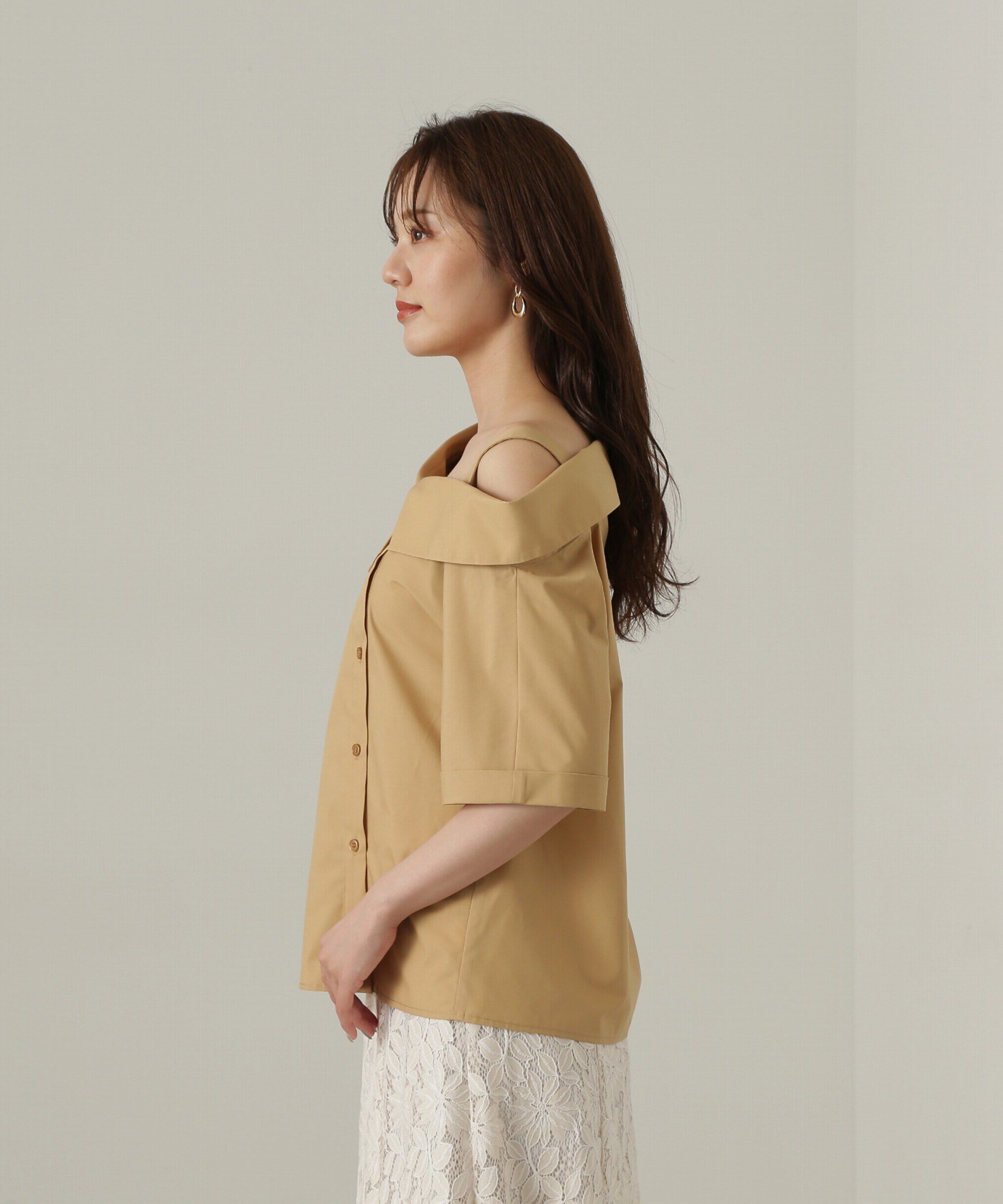 PROPORTION BODY DRESSING「アシンメトリー5分袖シャツブラウス24AW」|シャツ・ブラウス|