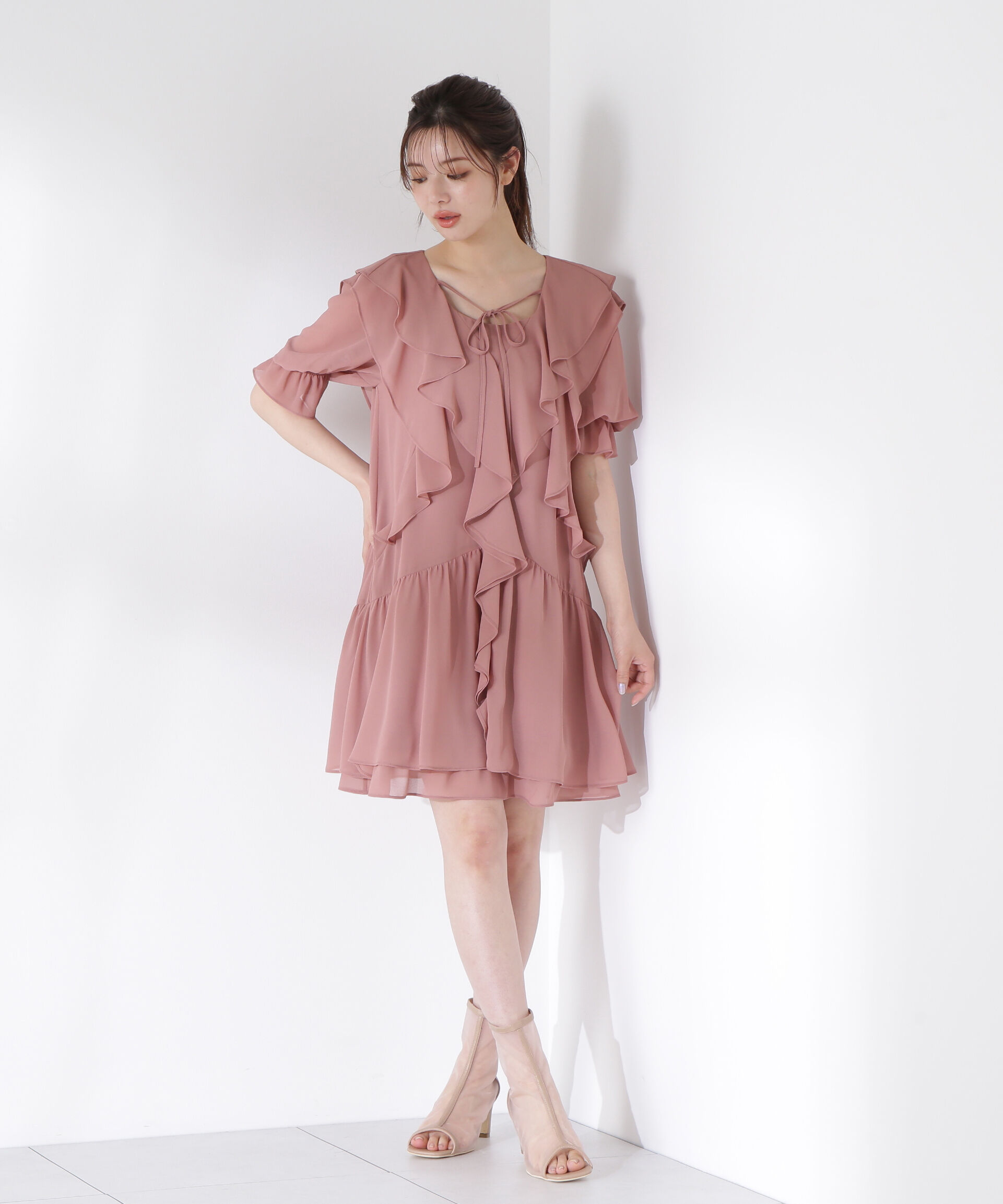 PROPORTION BODY DRESSING「《EDIT COLOGNE》ラッフルミニワンピース」|ワンピース|ピンクベージ