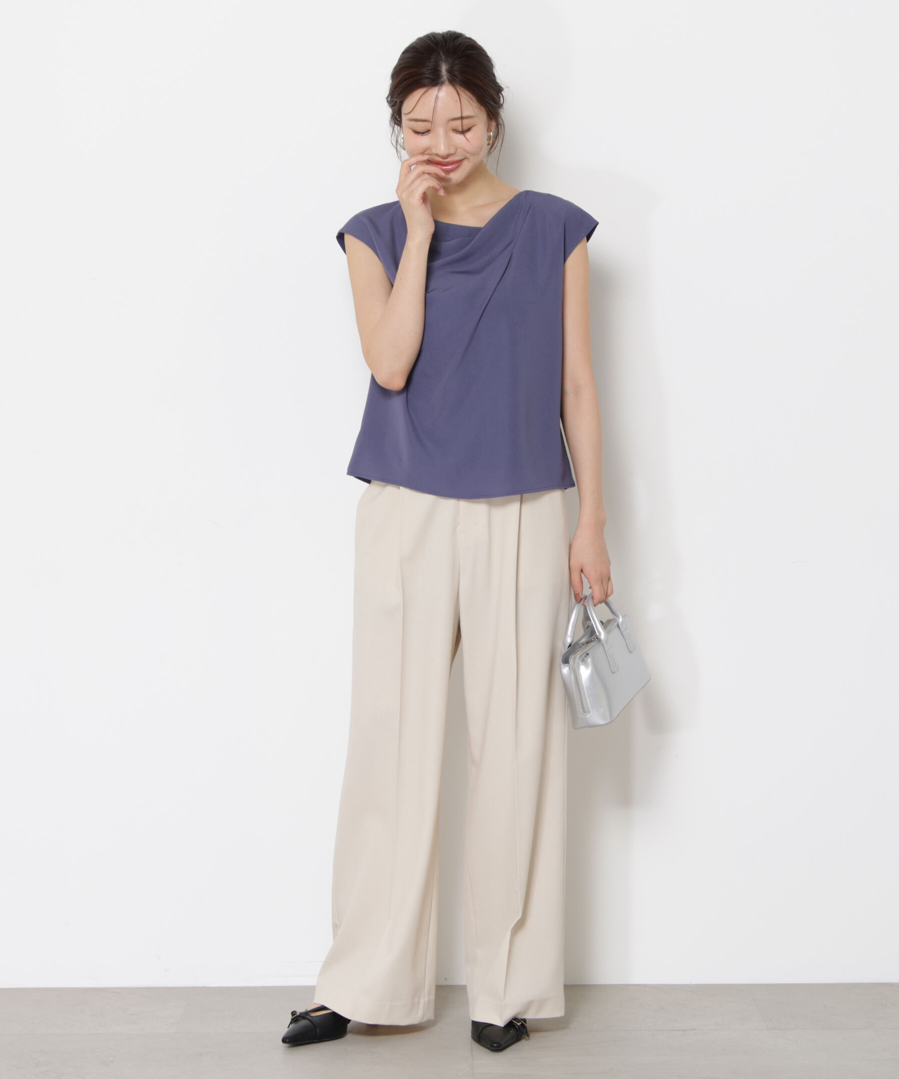 PROPORTION BODY DRESSING「ニュアンスネックフレンチスリーブブラウス」|シャツ・ブラウス|