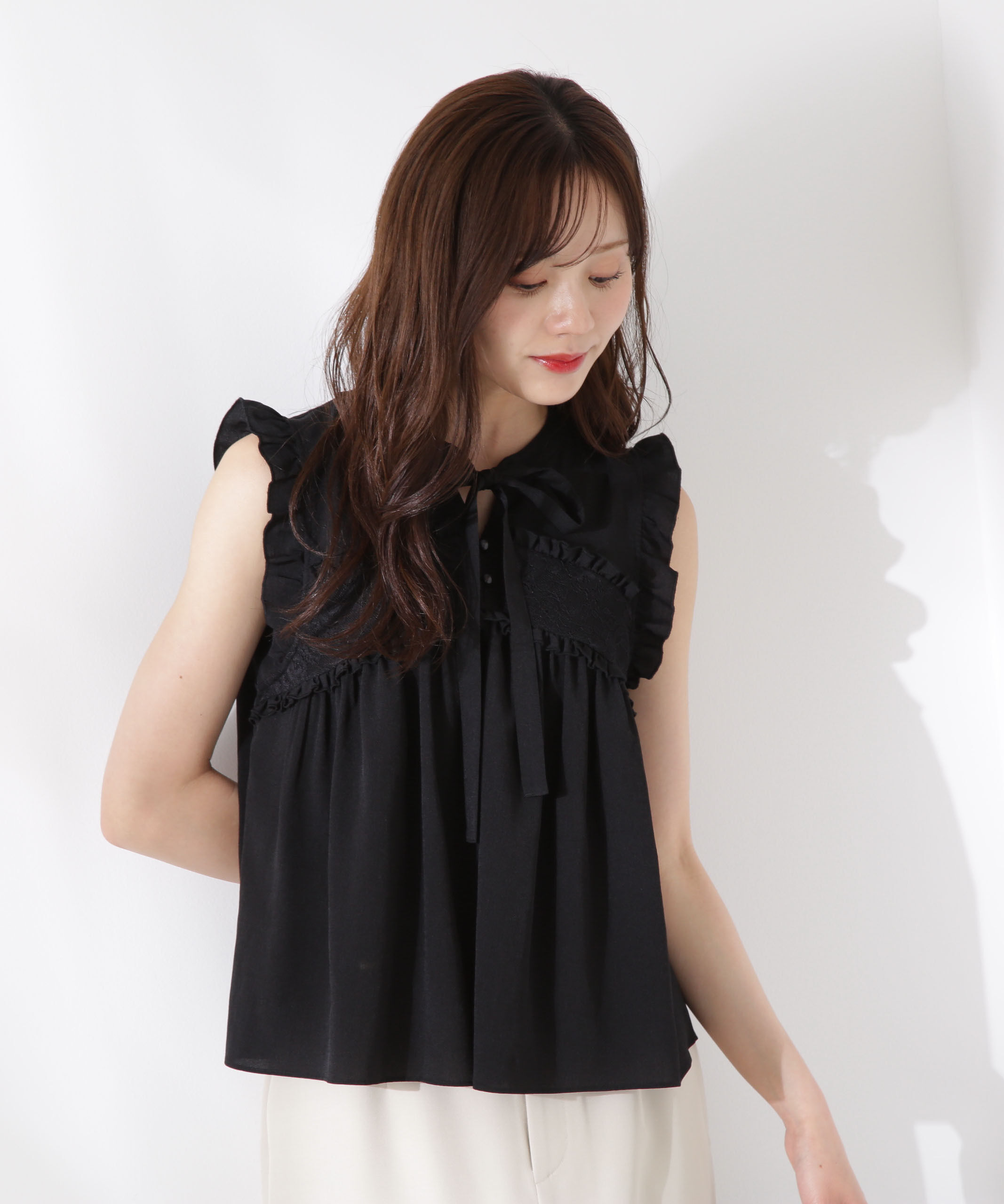 PROPORTION BODY DRESSING「レースドッキングボウタイブラウス」|シャツ・ブラウス|