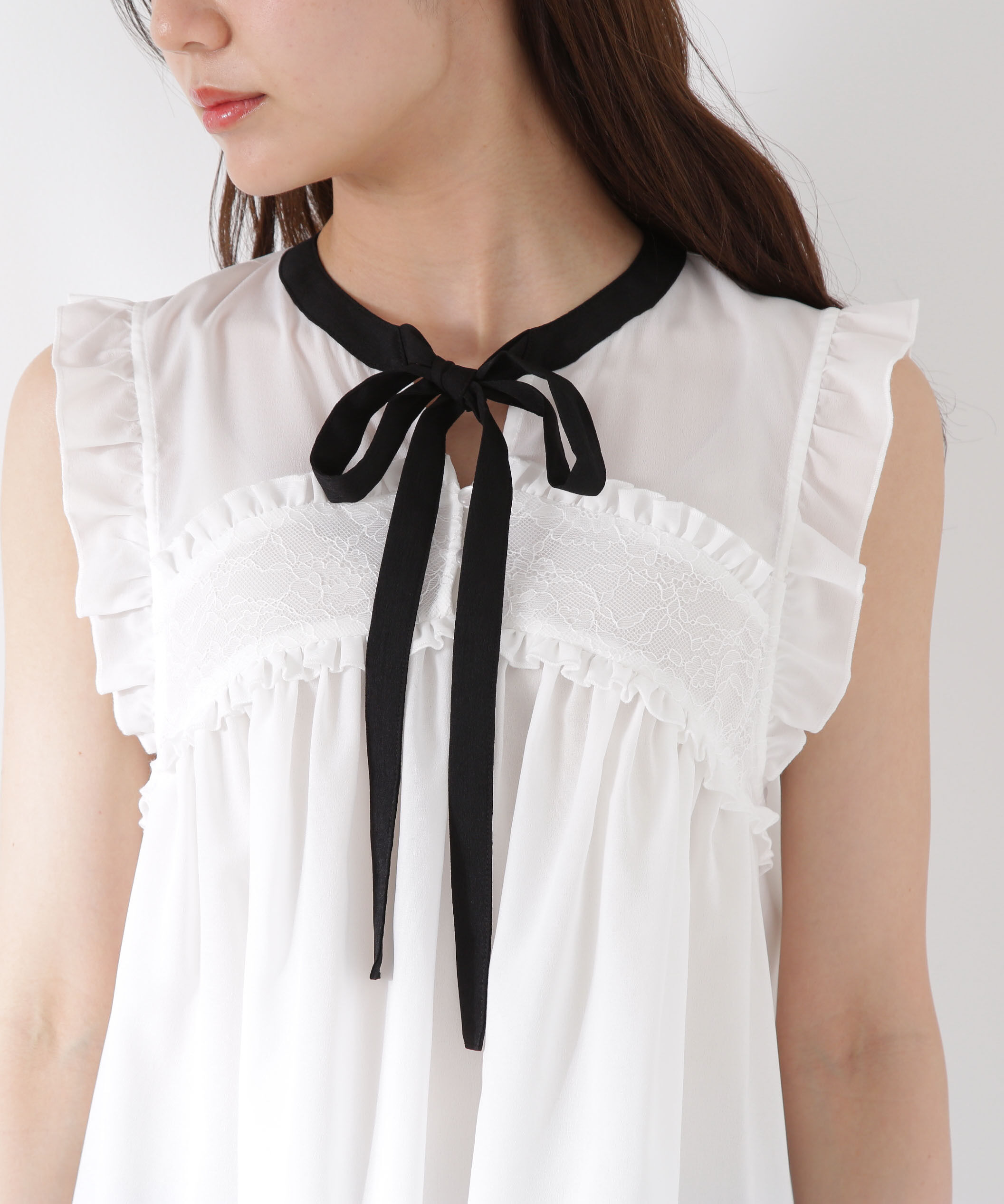 PROPORTION BODY DRESSING「レースドッキングボウタイブラウス」|シャツ・ブラウス|