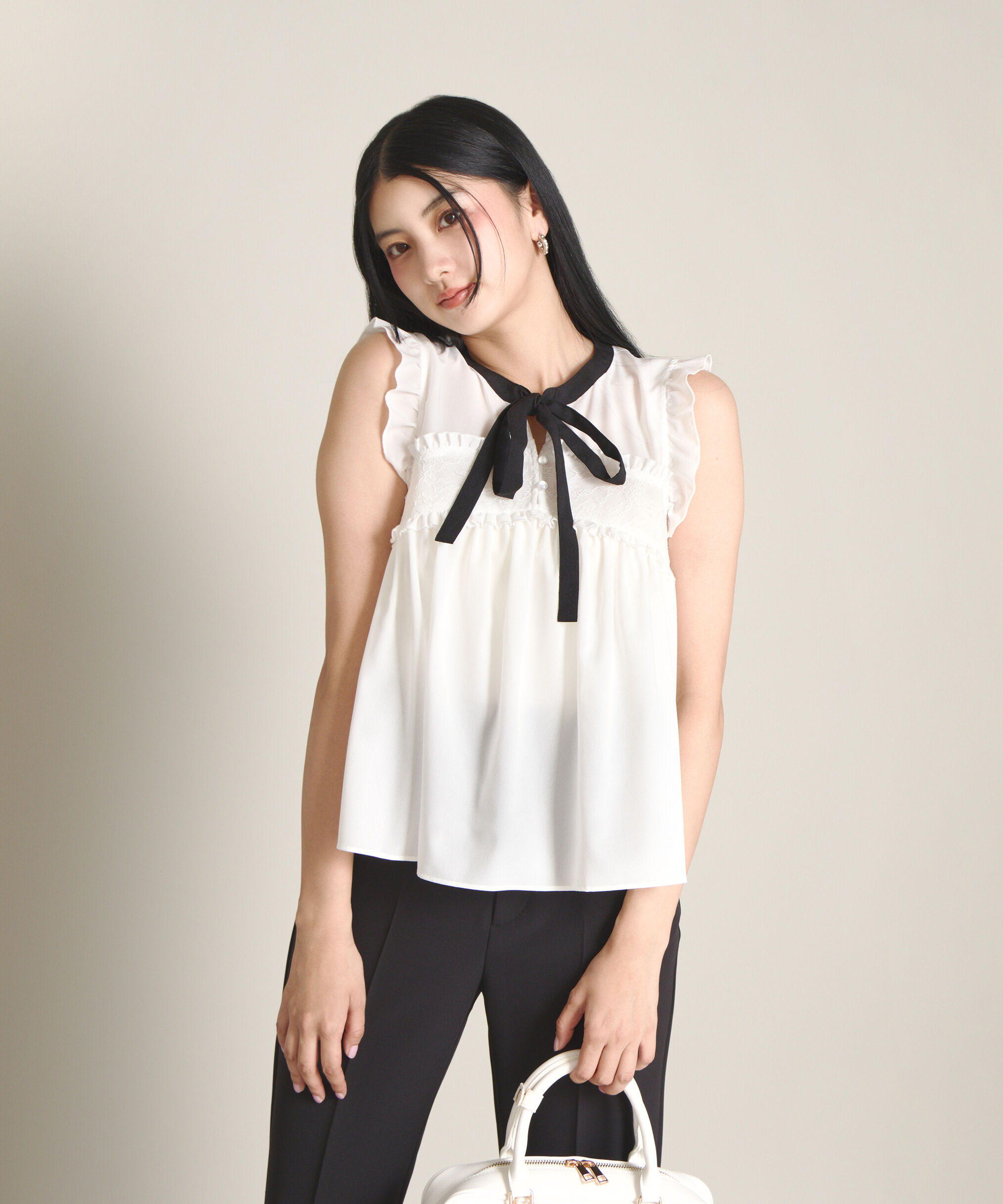 PROPORTION BODY DRESSING「レースドッキングボウタイブラウス」|シャツ・ブラウス|