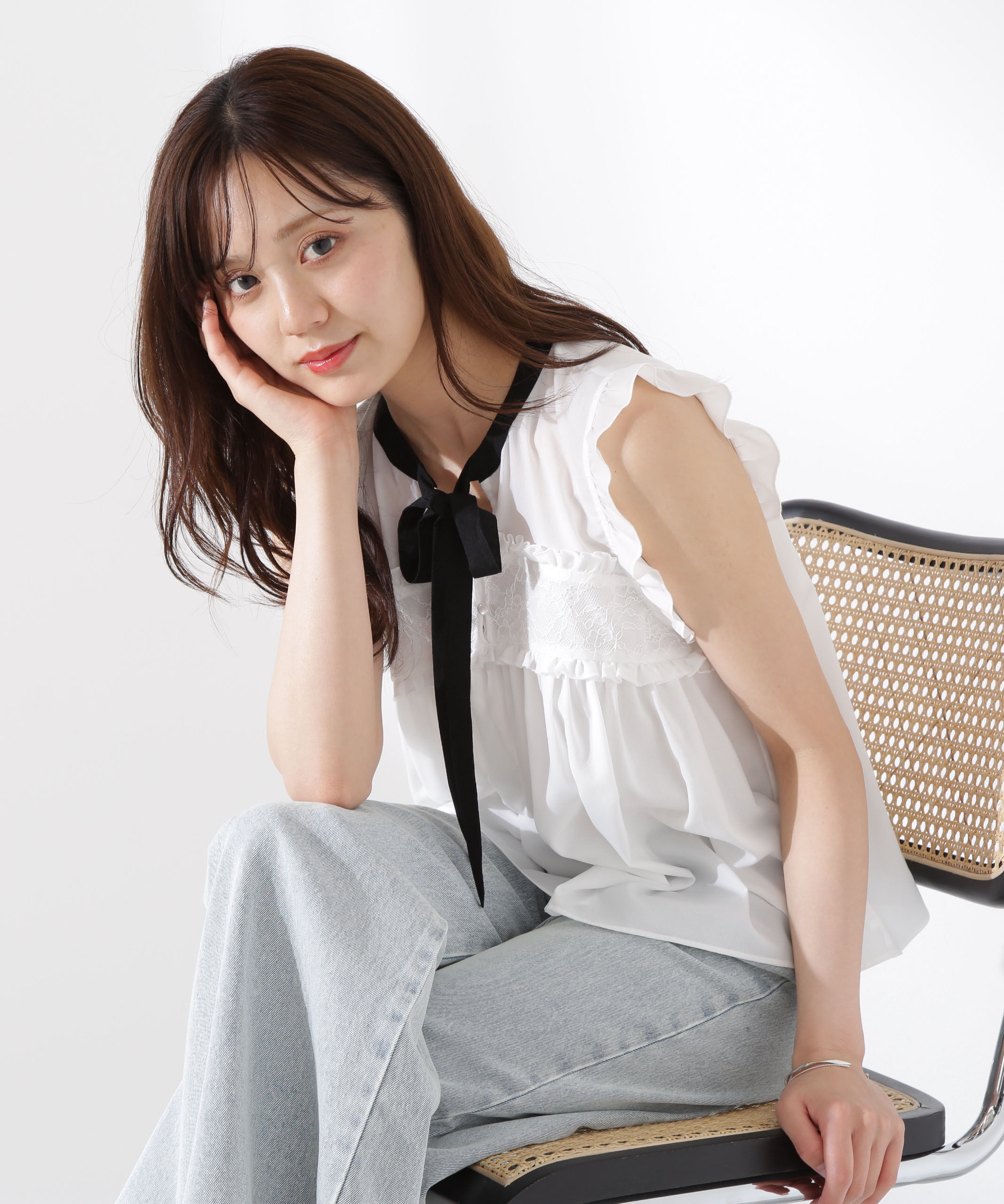 PROPORTION BODY DRESSING「レースドッキングボウタイブラウス」|シャツ・ブラウス|