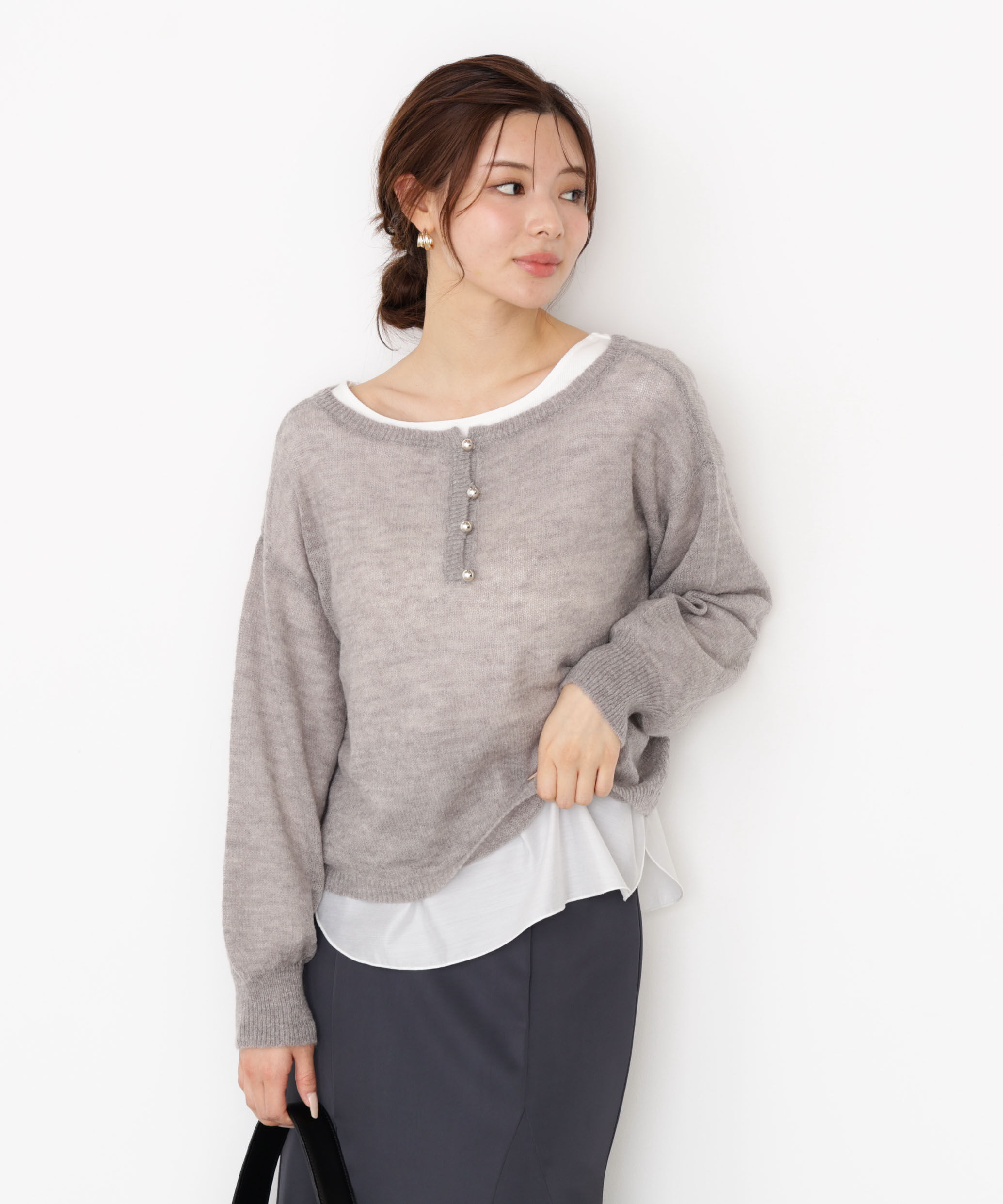 PROPORTION BODY DRESSING「前後2wayエアリーウールニット」|ニット・セーター|トップグレー1