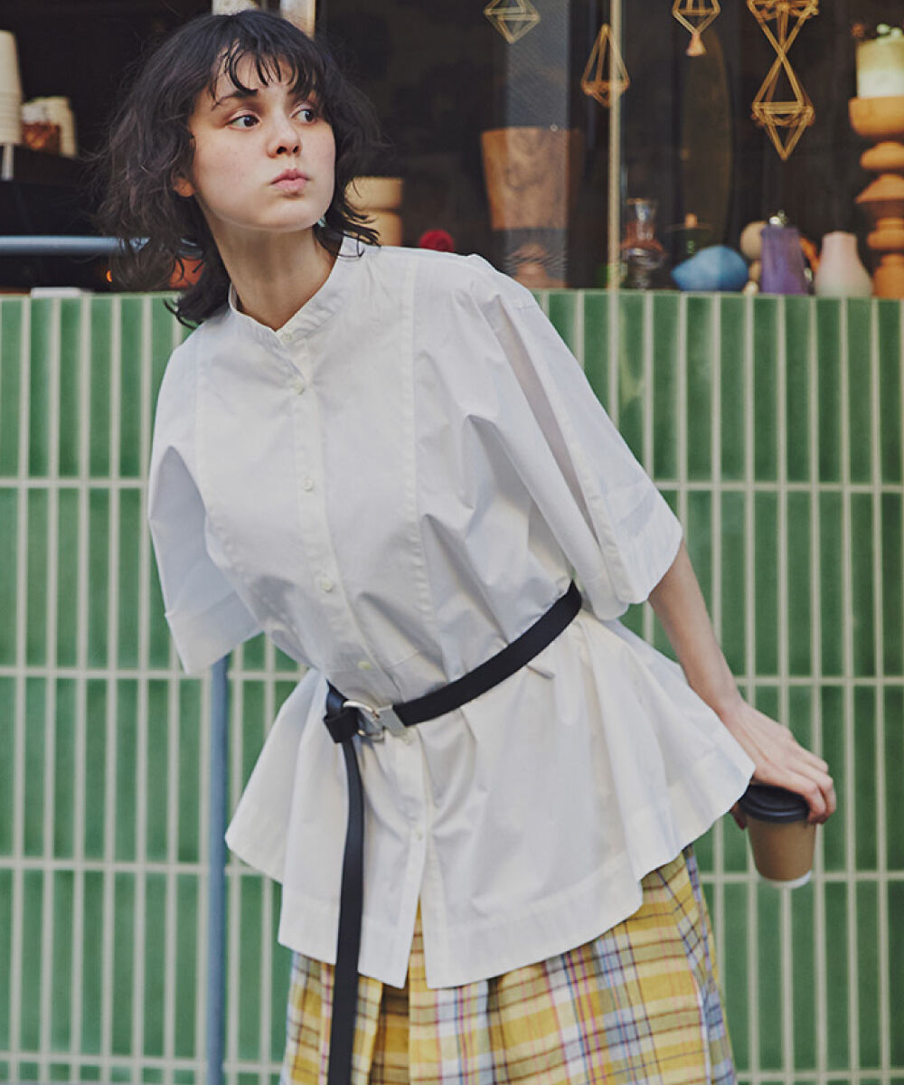  「◆タイプライターブラウス」|シャツ・ブラウス|ブルーグレー