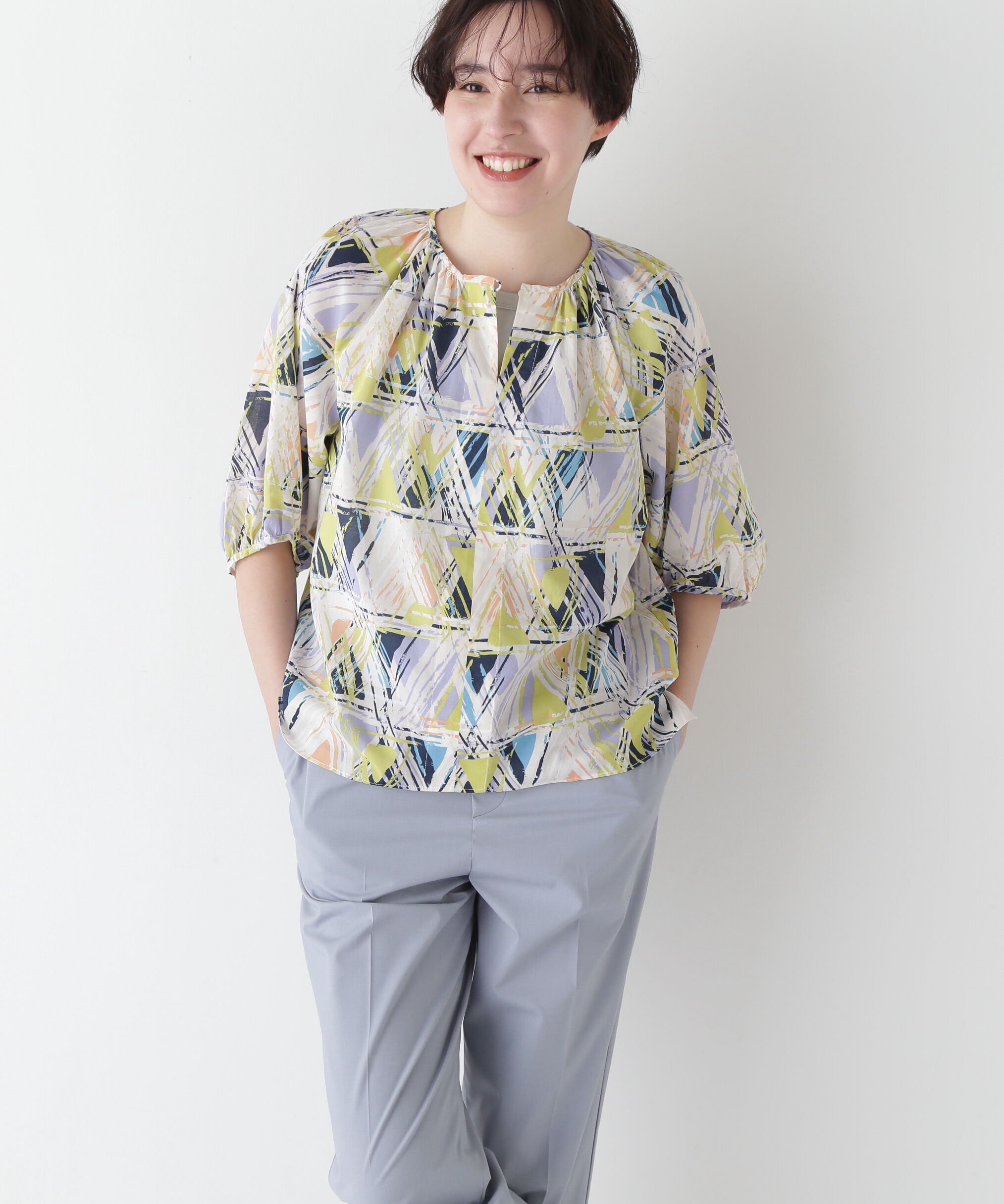  「◆プリントギャザーブラウス」|シャツ・ブラウス|エクリュ3