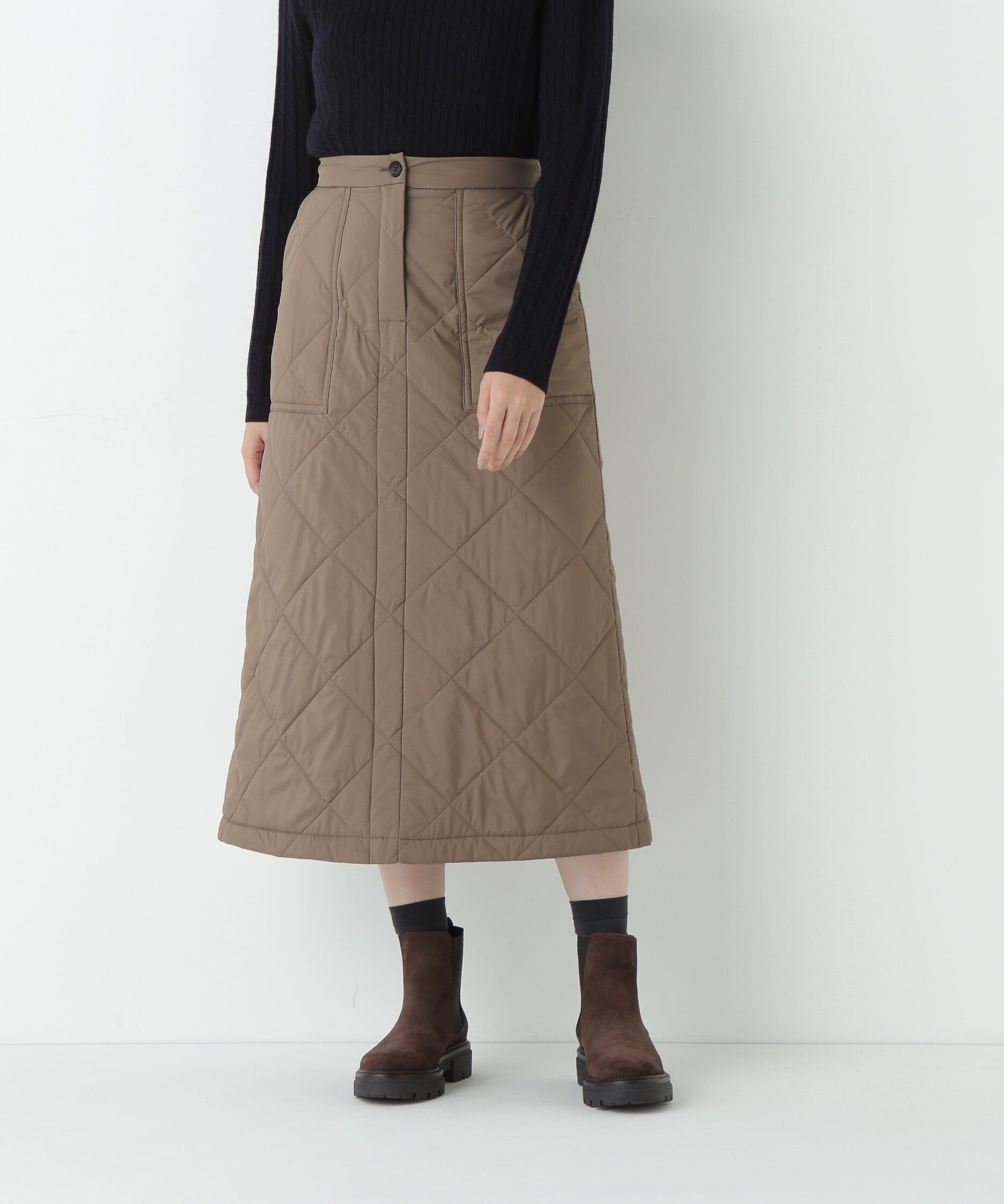  「キルティングベイカーＡラインスカート」|スカート|