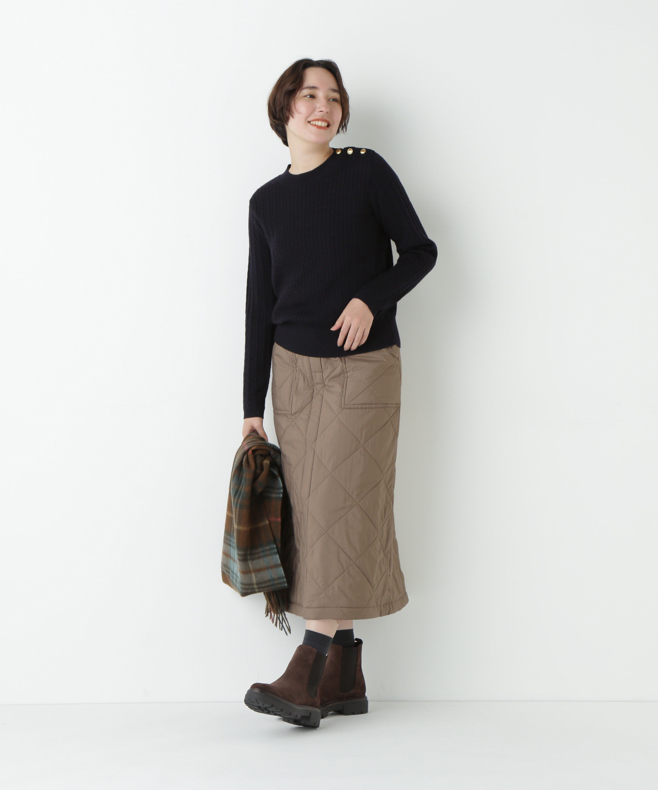  「キルティングベイカーＡラインスカート」|スカート|