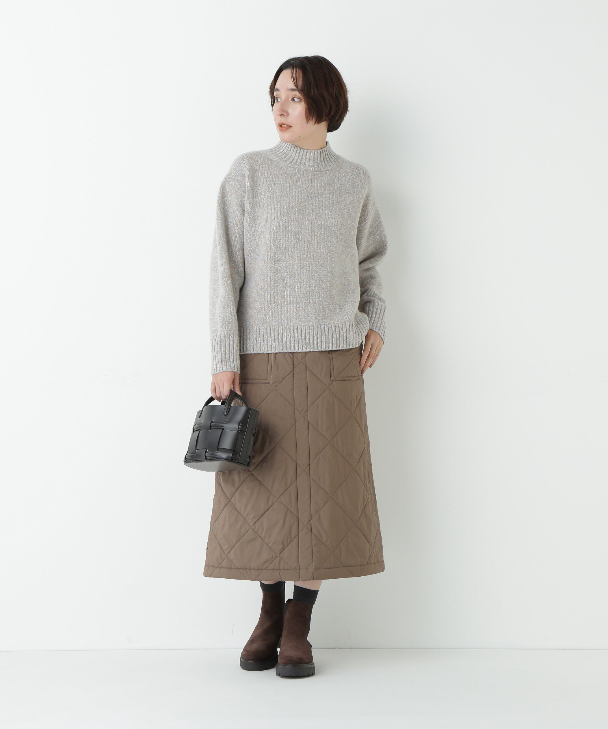 「キルティングベイカーＡラインスカート」|スカート|