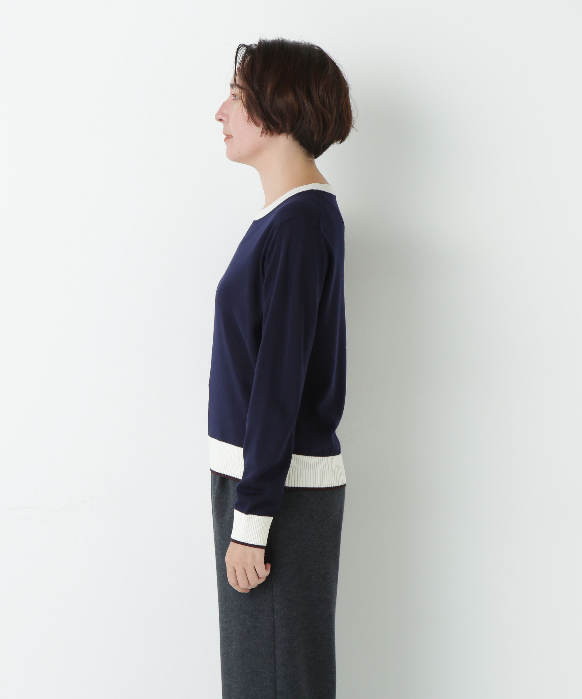  「梳毛ライン入りニットプルオーバー」|ニット・セーター|