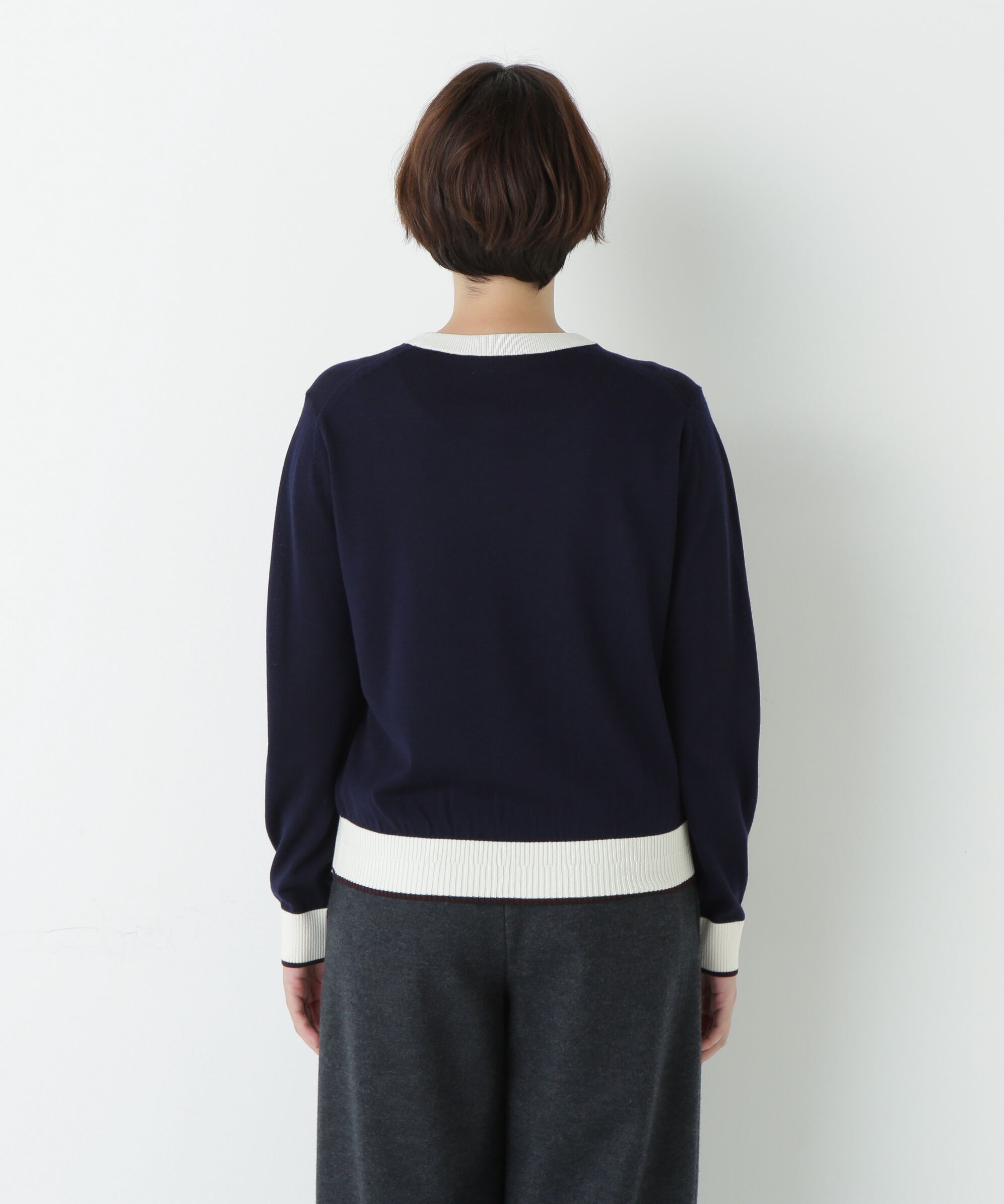  「梳毛ライン入りニットプルオーバー」|ニット・セーター|