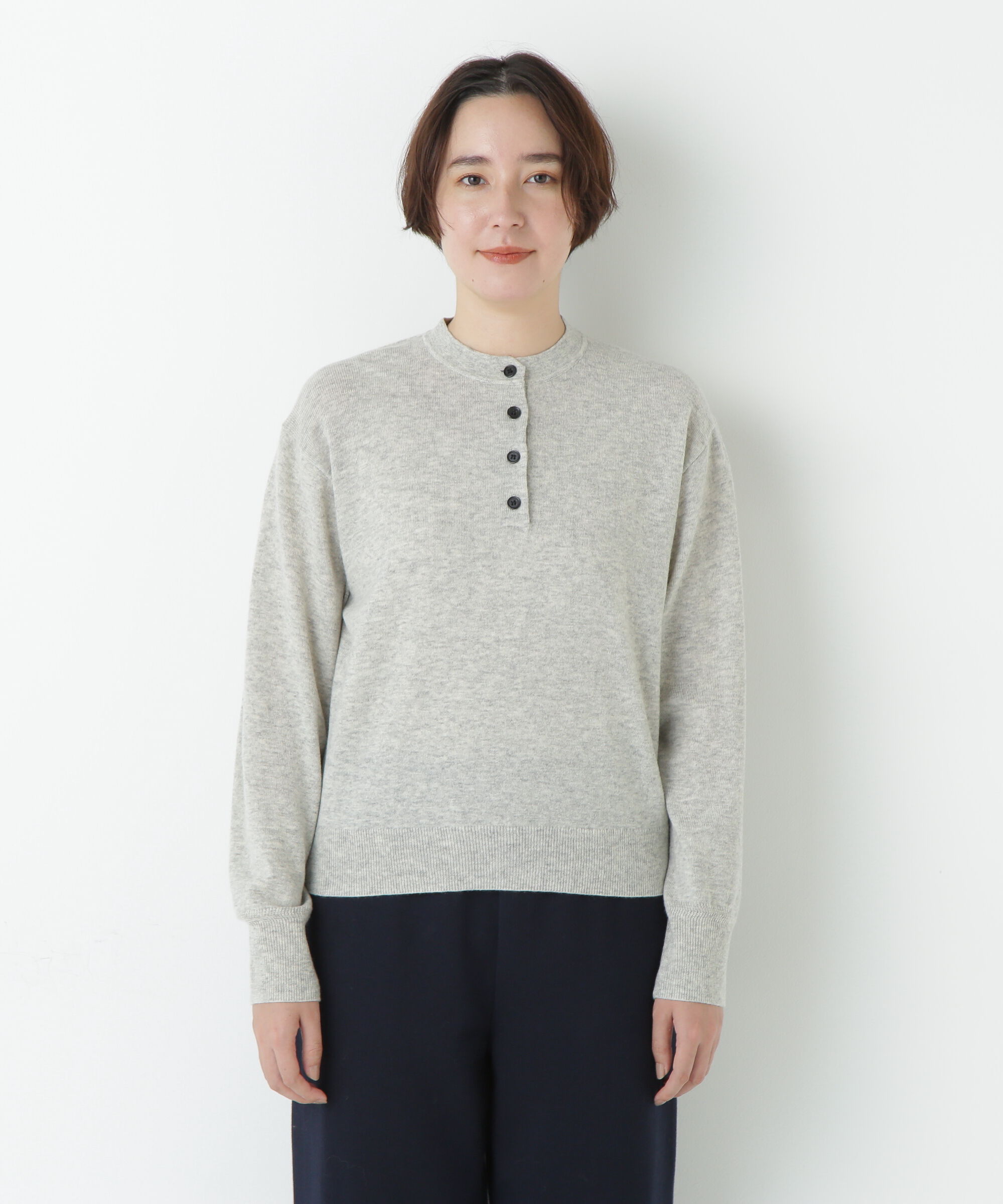  「≪洗える≫ウールＭＩＸヘンリーネックプルオーバー」|ニット・セーター|