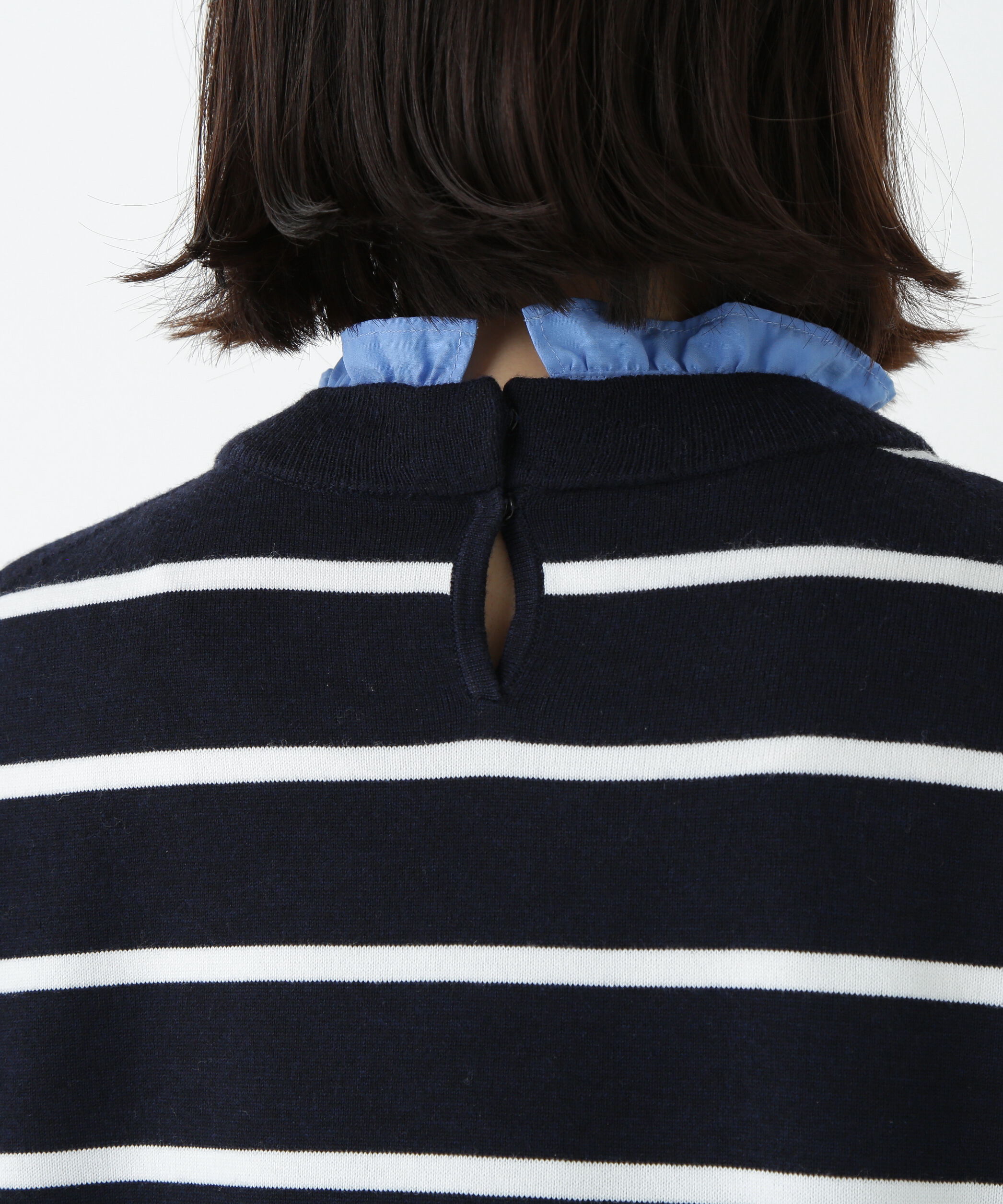  「シャツ地ドッキングプルオーバー」|ニット・セーター|