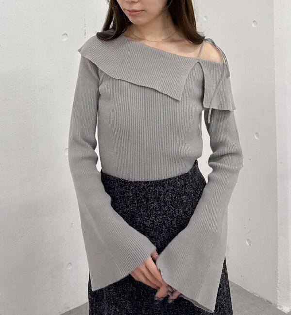 archives「ミニフェザーワンショルニットプルオーバー」|ニット・セーター|GRAY