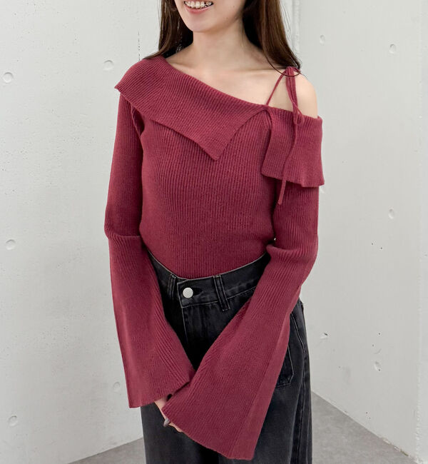 archives「ミニフェザーワンショルニットプルオーバー」|ニット・セーター|WINE