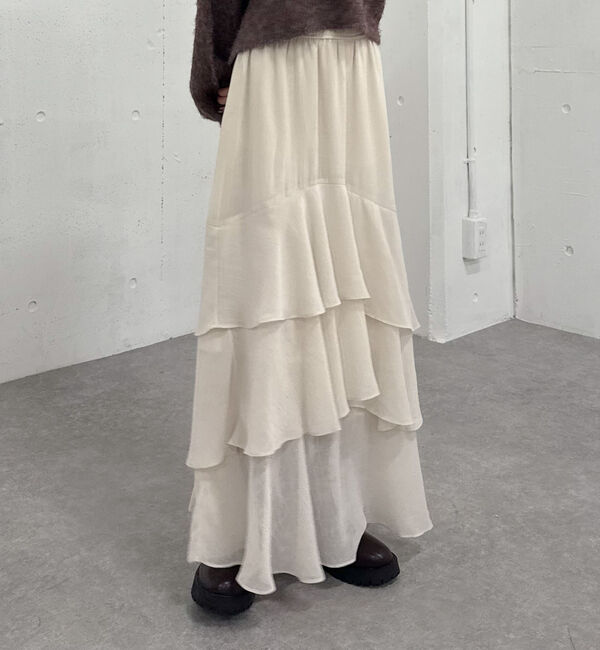 archives「ドットアソートフリルティアードスカート」|スカート|IVORY