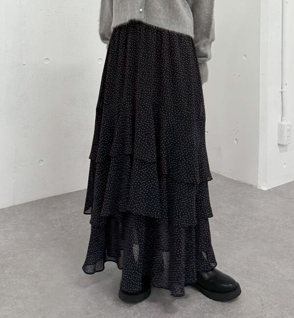 archives「ドットアソートフリルティアードスカート」|スカート|WHITE/BLACK