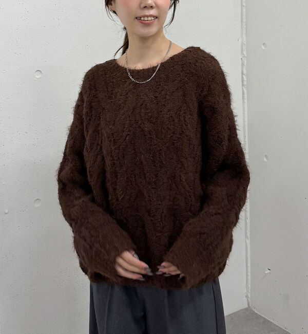 archives「フェザーモールケーブルニットプルオーバー」|ニット・セーター|BROWN