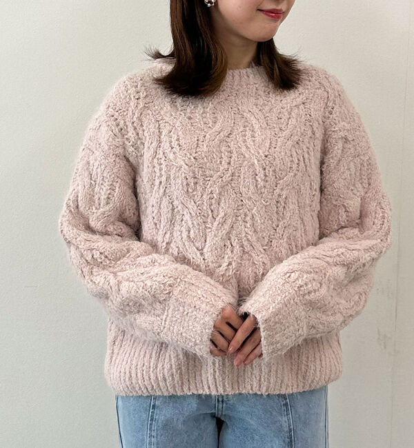 archives「フェザーモールケーブルニットプルオーバー」|ニット・セーター|PINK