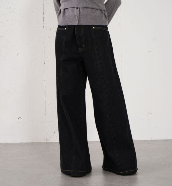 archives「ロゴ刺繍ワイドデニム」|デニム|