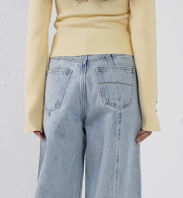 archives「ロゴ刺繍ワイドデニム」|デニム|