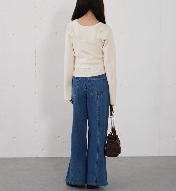 archives「ロゴ刺繍ワイドデニム」|デニム|