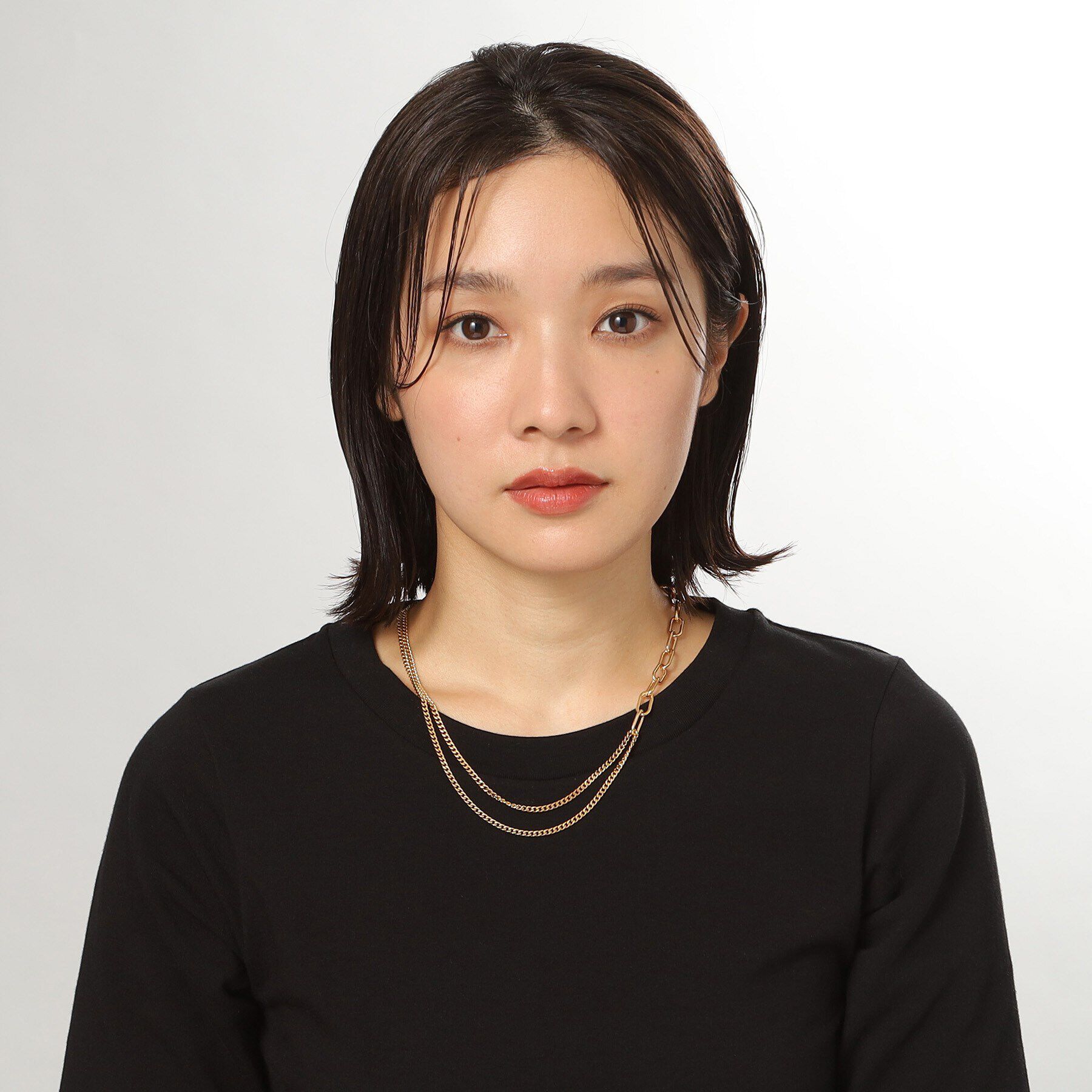 COCOSHNIK ONKITSCH「シルバー ミックスチェーン ケーブルカーブ ドレープ ネックレス GP」|ネックレス|