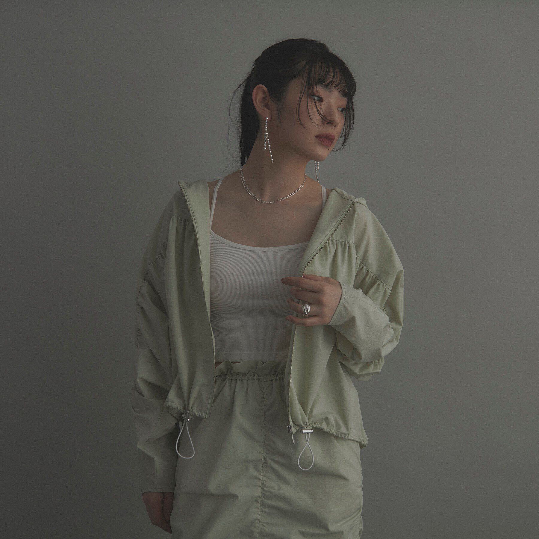 COCOSHNIK ONKITSCH「シルバー チェーンピアス ボール フロントバック」|ピアス|