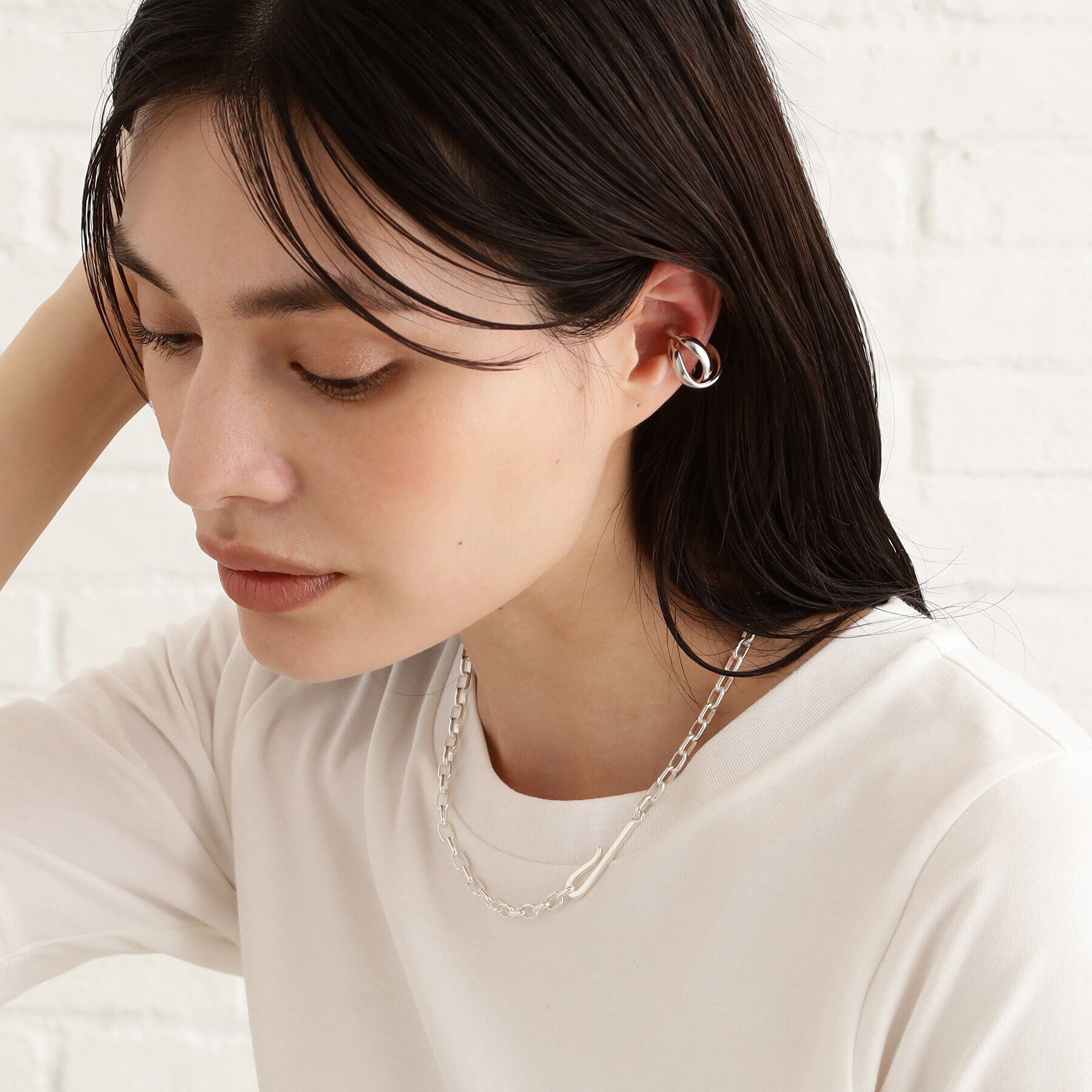 COCOSHNIK ONKITSCH「シルバー ドームチェーン フックネックレス」|ネックレス|